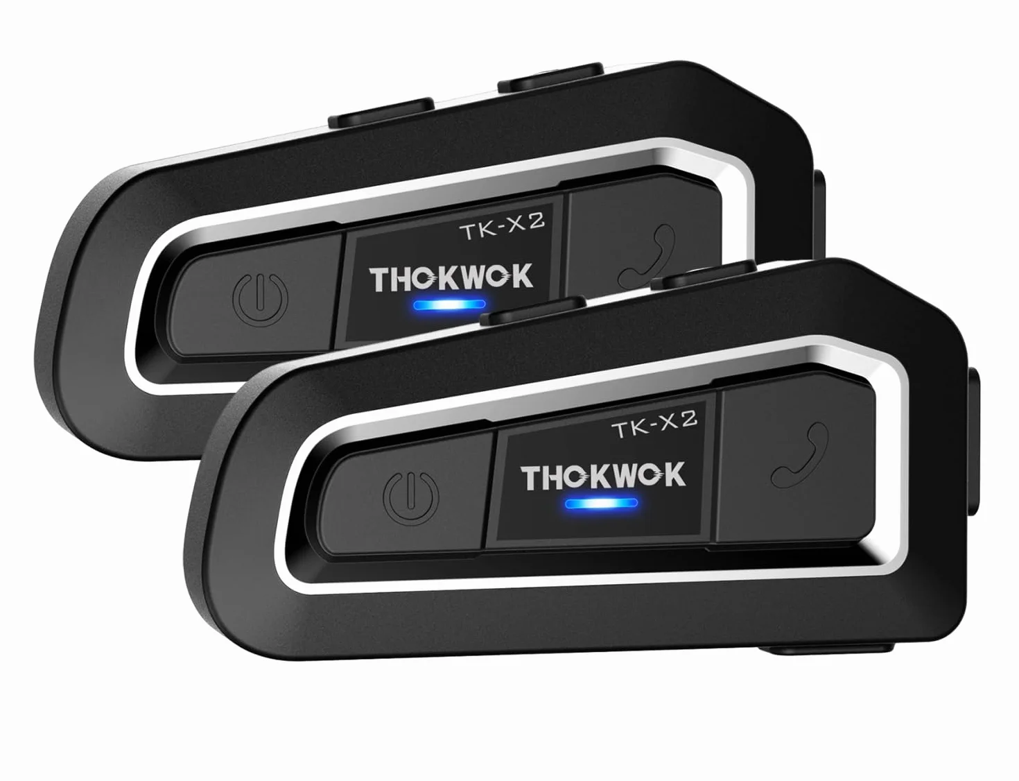 Interfono Moto Bluetooth Coppia, 2x TK-X2 Auricolari per Casco Moto 3 Motociclisti, Cuffie per motociclo 1000M Sistema di Comunicazione con Suono Stereo Hi-Fi/Radio FM, per Motoslitta/ATV