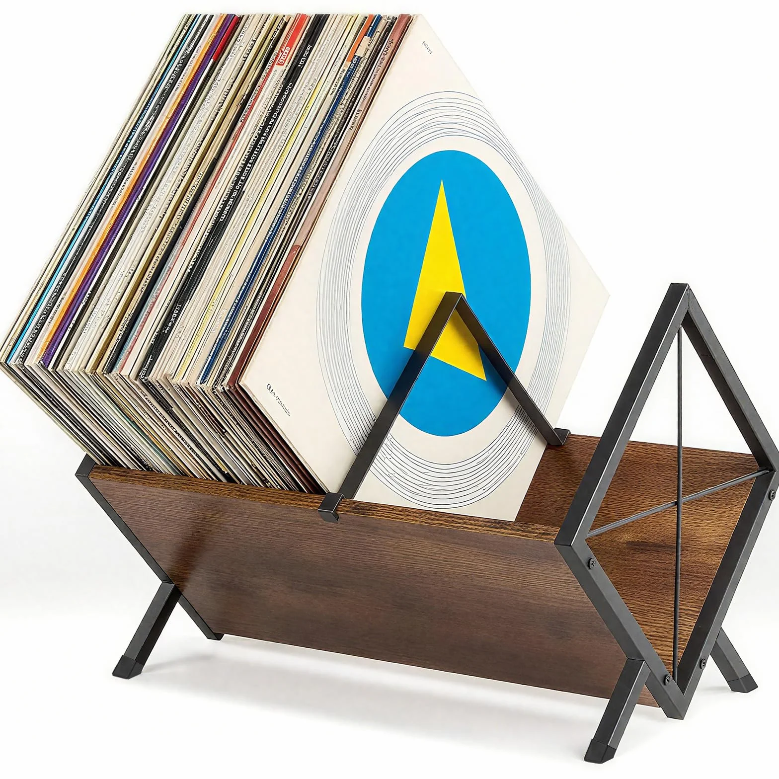 Porta Dischi in Vinile, Porta Dischi da 80-100 LP, 40 x 30 x 30 cm, Ripiano a 1 Ripiano con Divisore Antiscivolo, Organizer per CD, Album, Riviste, Libri