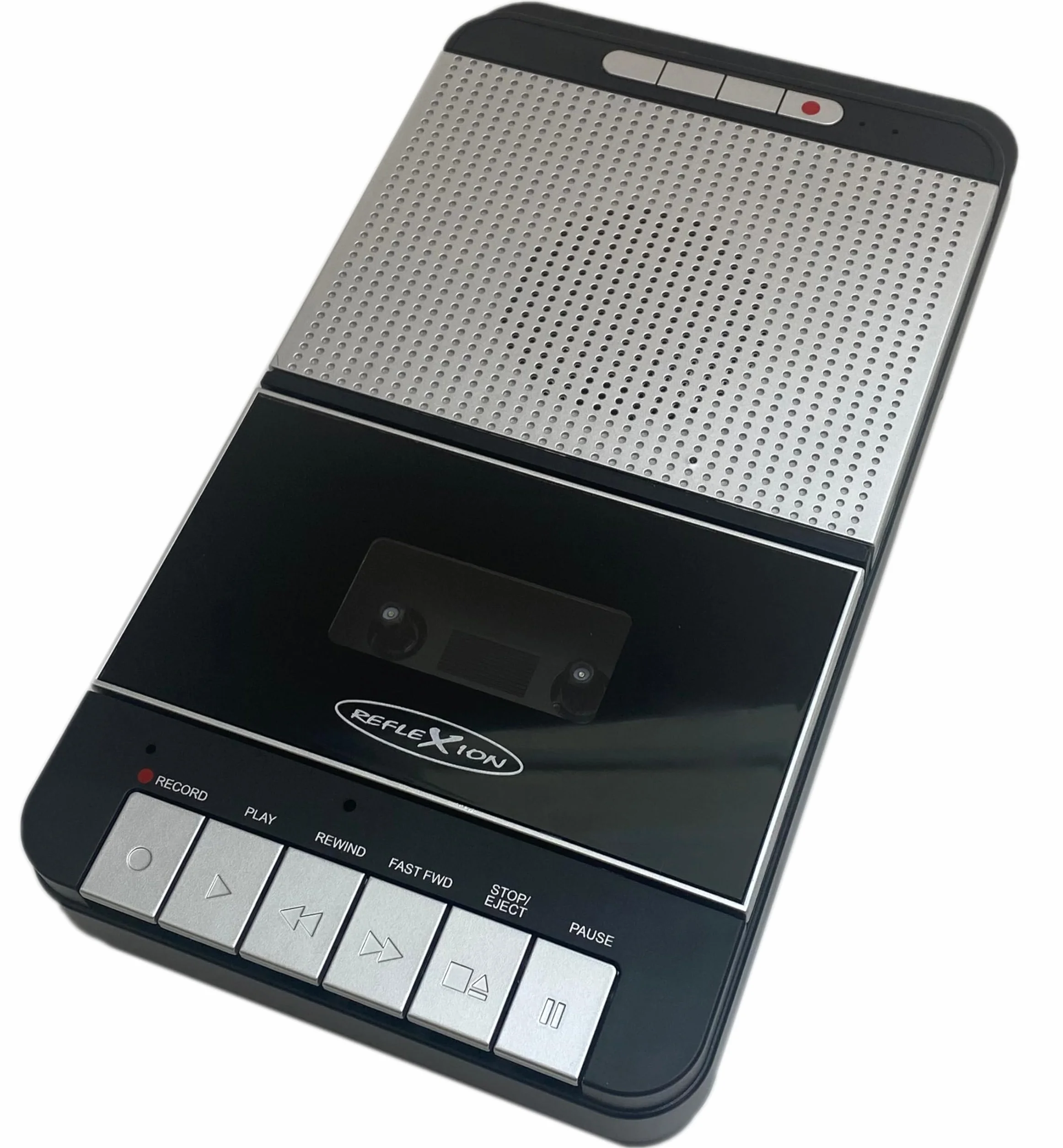 Reflexion CCR8018 - Registratore a cassette retrò con attacco USB MP3, portatile con microfono, altoparlante, AUX-IN, uscita cuffie, funzionamento a batteria e alimentazione | registrazione one-touch