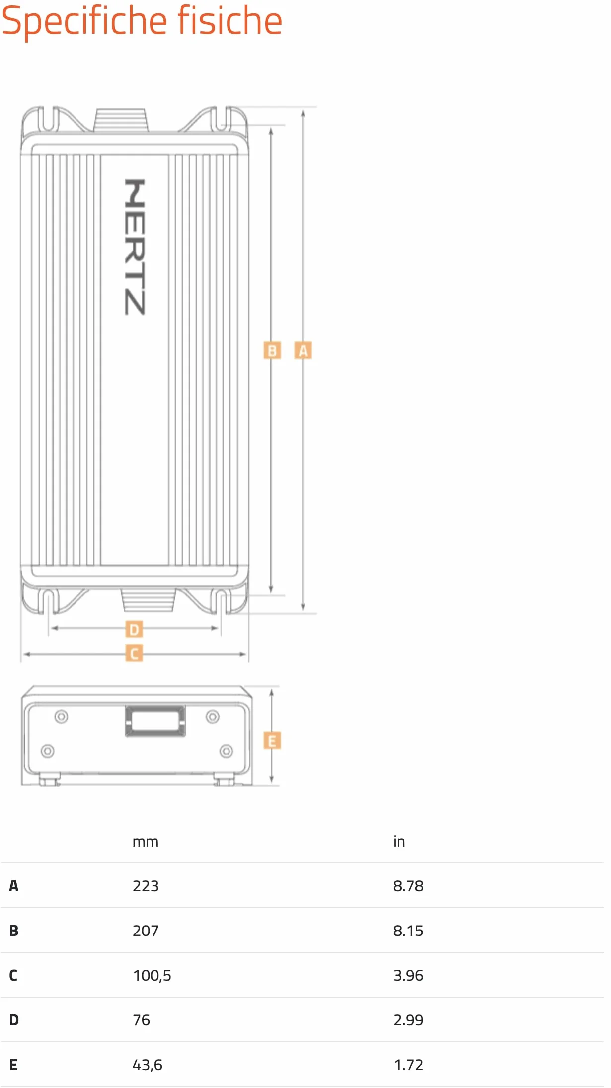 Hertz HMP 1D – Amplificatore monofonico classe D per uso marino e powersport, 300W RMS, struttura waterproof IP64 e tecnologia a bassa distorsione per subwoofer