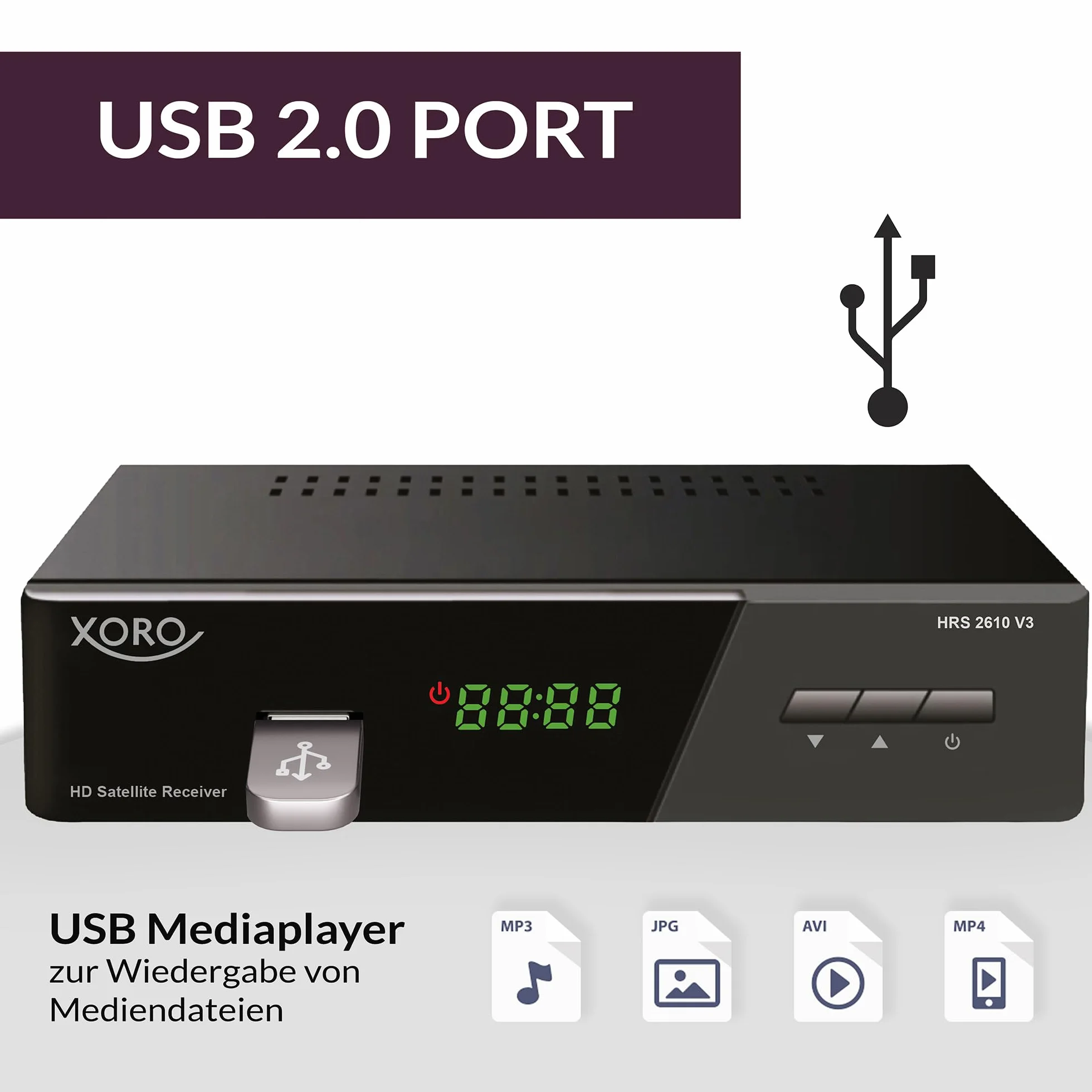 XORO HRS 2610 - Ricevitore satellitare digitale con connessione HDMI e SCART, LAN, compatibile con Unicable, lettore multimediale USB 2.0, elenco canali ASTRA 19.2 preprogrammato