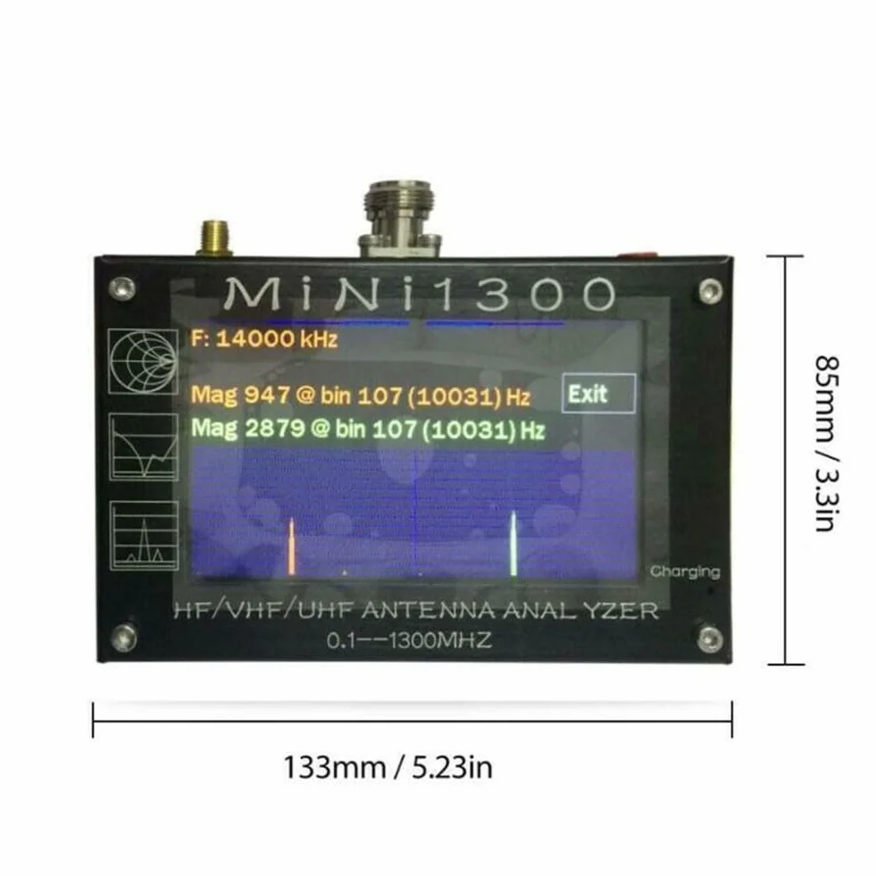 Lecreatekit Mini1300 4.3 "LCD Antenna Analyzer 0.1-1300MHz HF/VHF/UHF SWR Meter Tester con connettore di tipo N per la misurazione RF