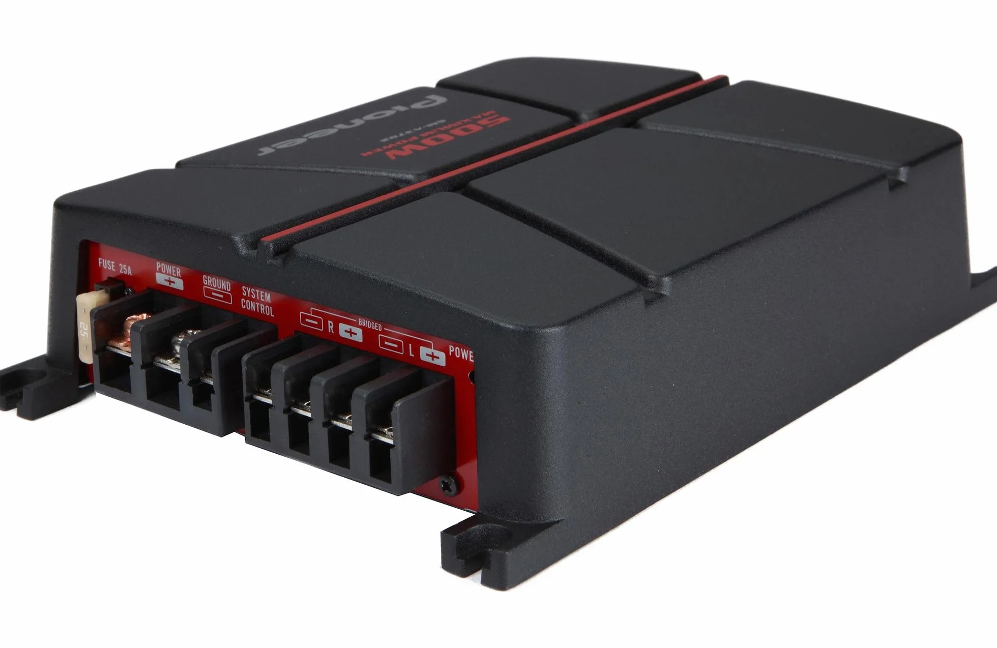 Amplificatore collegabile a ponte Pioneer GM-A3702 a 2 canali (500 W), bassa distorsione, alloggiamento del dissipatore di calore a corpo singolo, tensione di ingresso fino a 6,5 ​​V