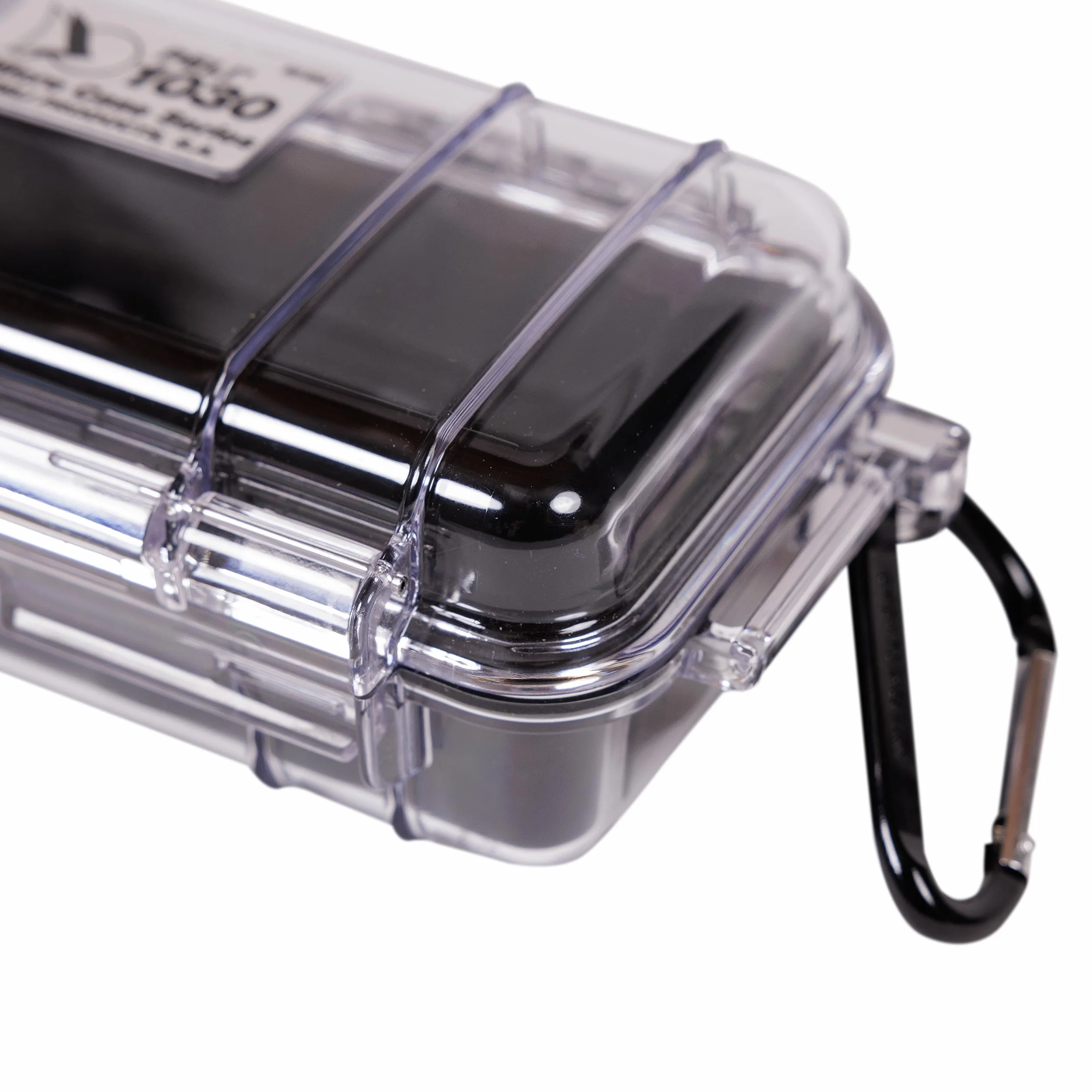 PELI 1030 Piccoli dispositivi elettronici per valigette da viaggio, IP67 Impermeabile e a Prova di Polvere, Capacità di 0,6L, Prodotto in USA, Colore Trasparente/Nero