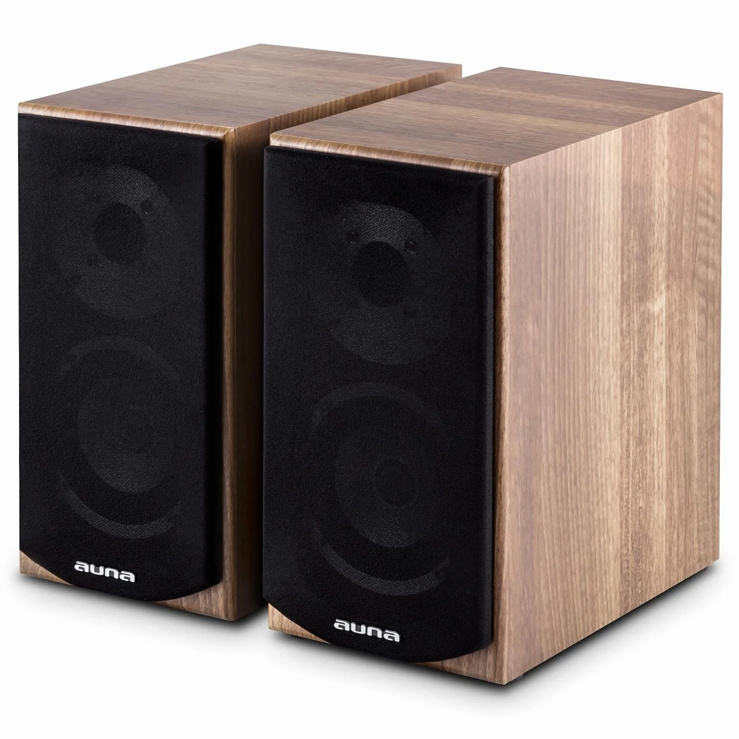 AUNA Linie 501 BS - Coppia di Diffusori da Scaffale, Altoparlanti Passivi, Casse Speaker, Tecnologia a 2 Vie, Midrange di 10 cm, Tweeter di 2.5 cm, 50 Watt RMS, Noce