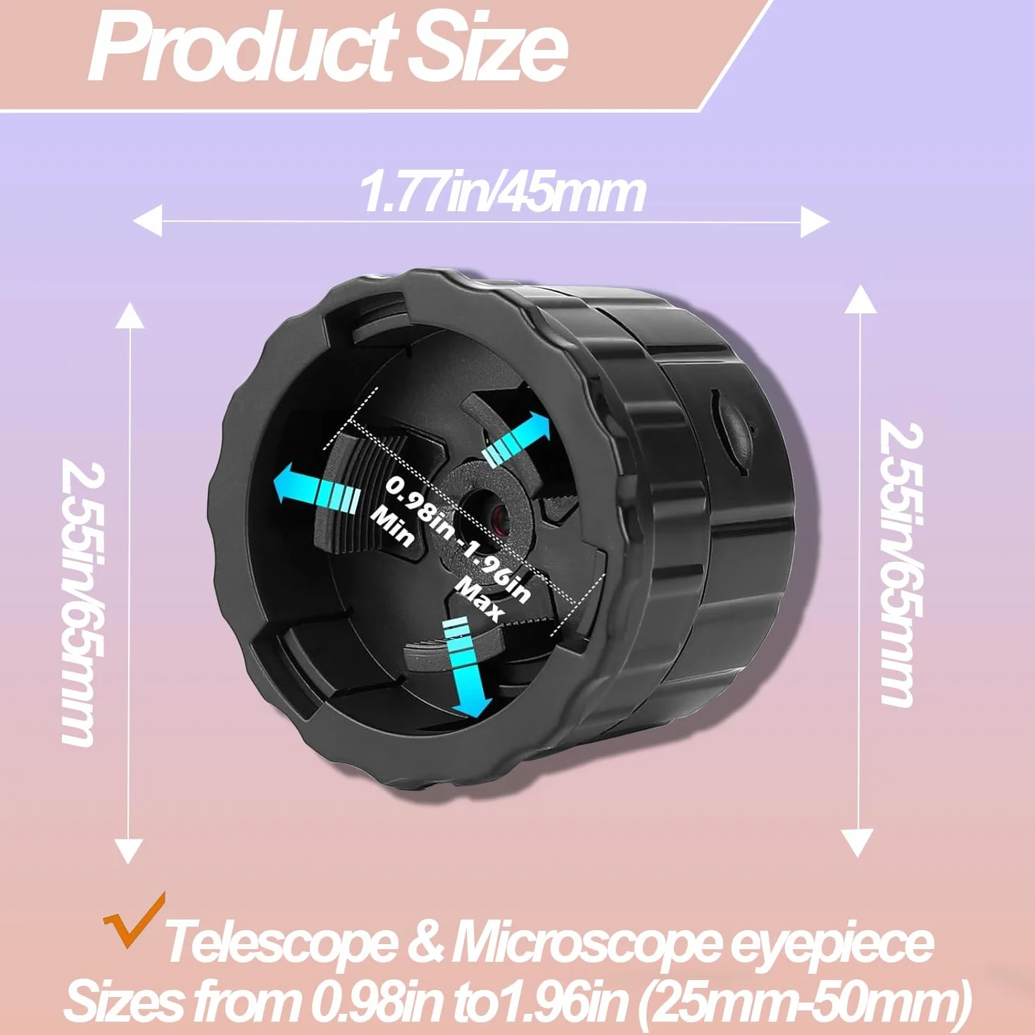 Telecamera elettronica WiFi per telescopio con schermo da 1,5 pollici, video 2,5K, 1920 x 1080 pixel, adatta per microscopio ottico da 24-50 mm e binocolo monoculare, con scheda di memoria da 64 GB