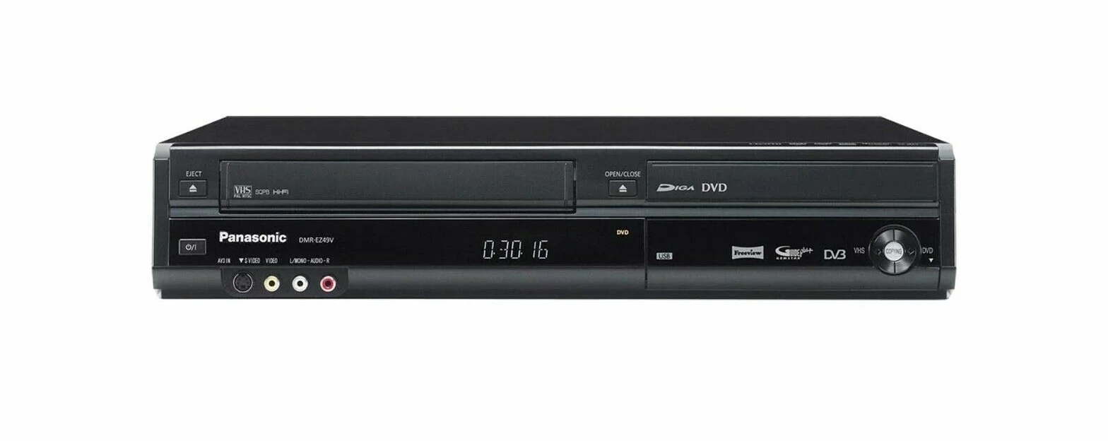 Panasonic DMR-EZ47 - Combinazione Registratore DVD e VCR - Con Up-Conversion 1080P e Freeview - Nero