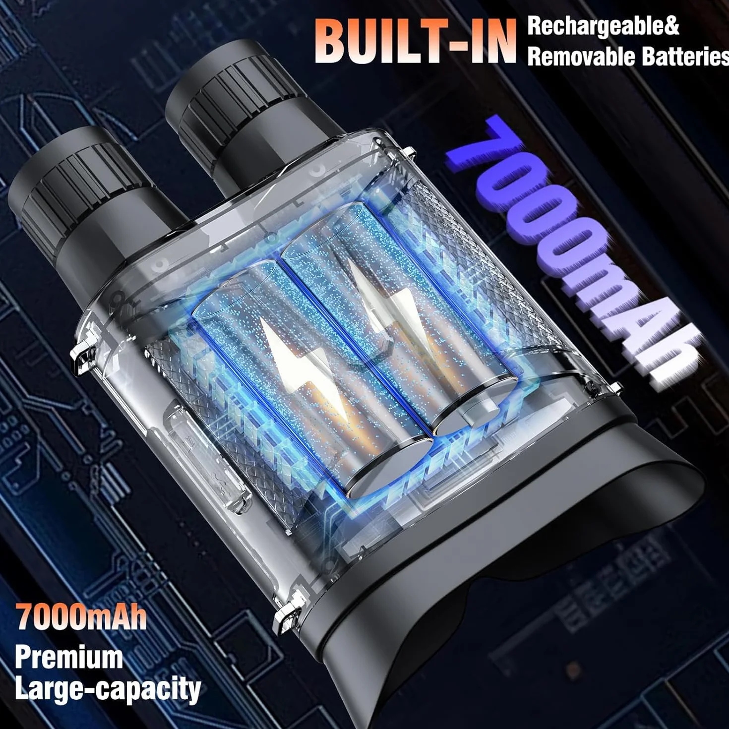 Infrarossi Binocolo Visione Notturna e Diurna Cannocchiale Professionale 4K 7000mAh Ricaricabili 4" TFT di Portatafino a 800M con Registrazione di HD Foto e Video