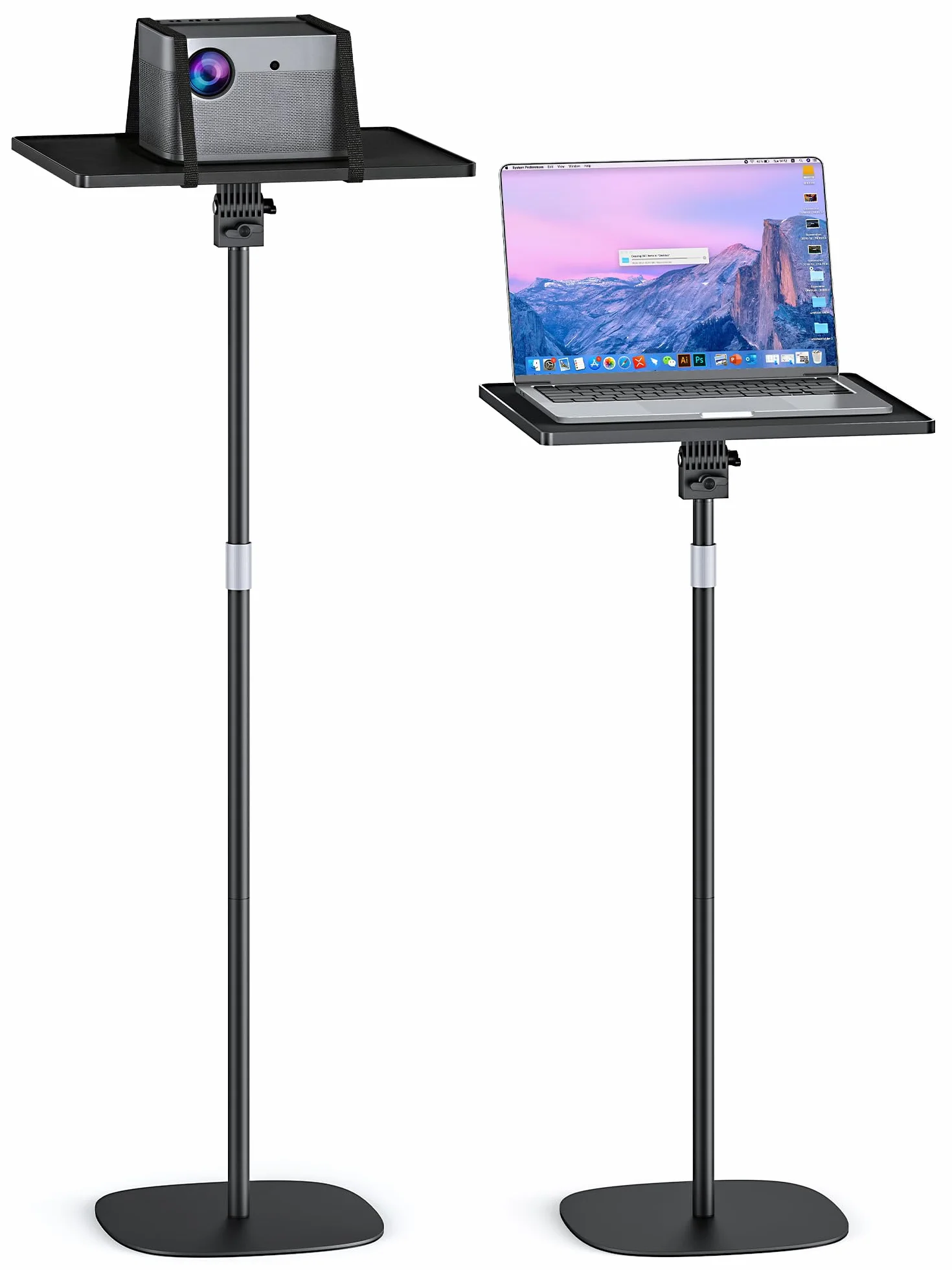 Supporto per proiettore, Regolabile in Altezza 54-129 cm, Girevole a 360°, Portata 7kg, Supporto a Pavimento Compatibile con Pico-proiettori, computer portatile, Telecamere, DV, Trail Camera