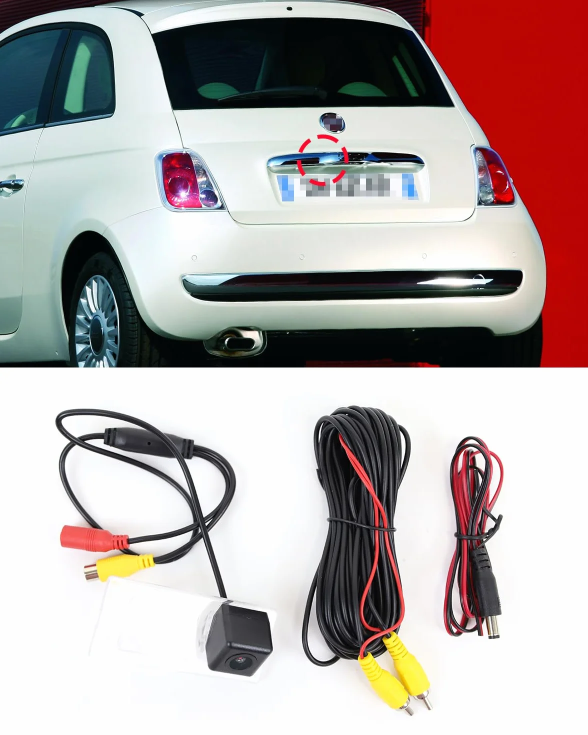 Telecamera per auto ad alta risoluzione, telecamera di retromarcia con luce targa a colori per Fiat 500L