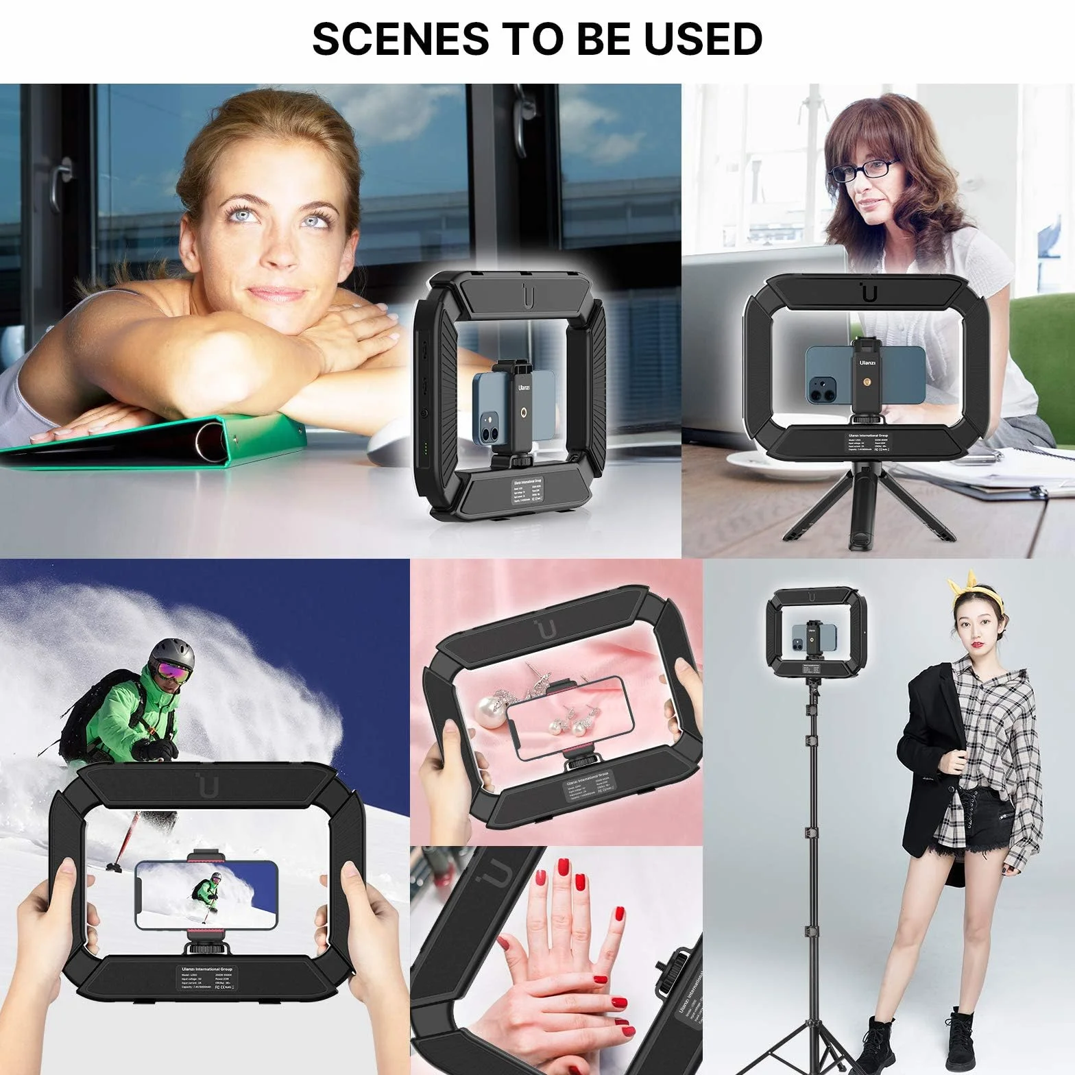 ULANZI Rig video per smartphone con luce, stabilizzatore portatile per telefono cellulare con luce ad anello 8500k Luce per selfie per filmaking Live Steam Tiktok YouTube Registrazione video, con