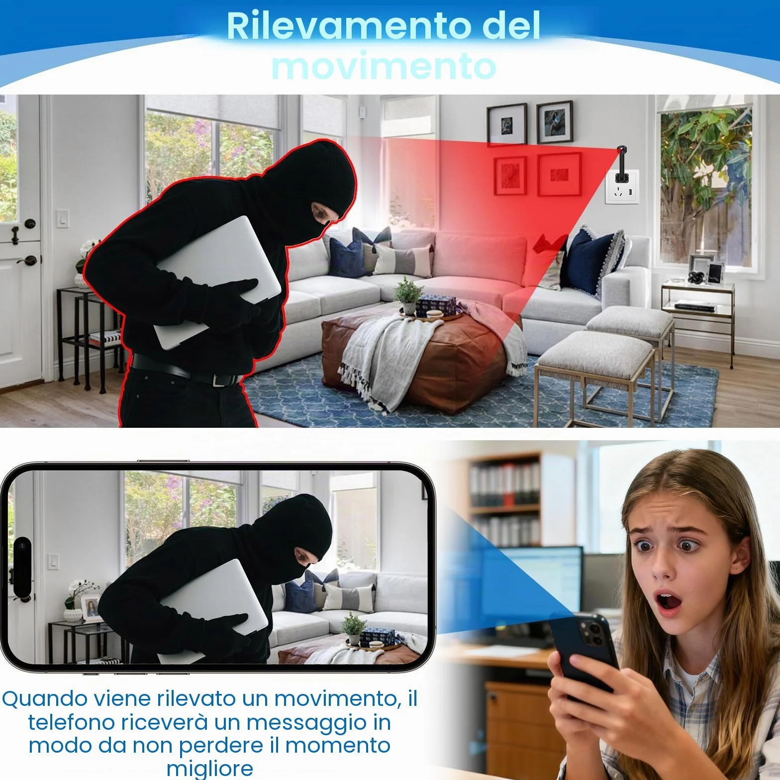 2.4 G WiFi Telecamera Nascosta USB Fotocamera HD 1080P Wifi Telecamera Spia, Mini Telecamera Spia Nascosta supporto di Rilevamento del Movimento e Vista Remota