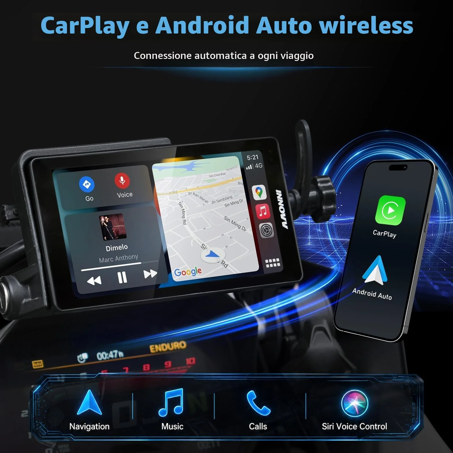 INNOVV N2 per BMW Moto CarPlay & Android Auto, BMW Moto Touchscreen con 6,5 Pollici Impermeabile GPS Navigazione Screen, Lettura Dati, TPMS, WonderWheel Controls