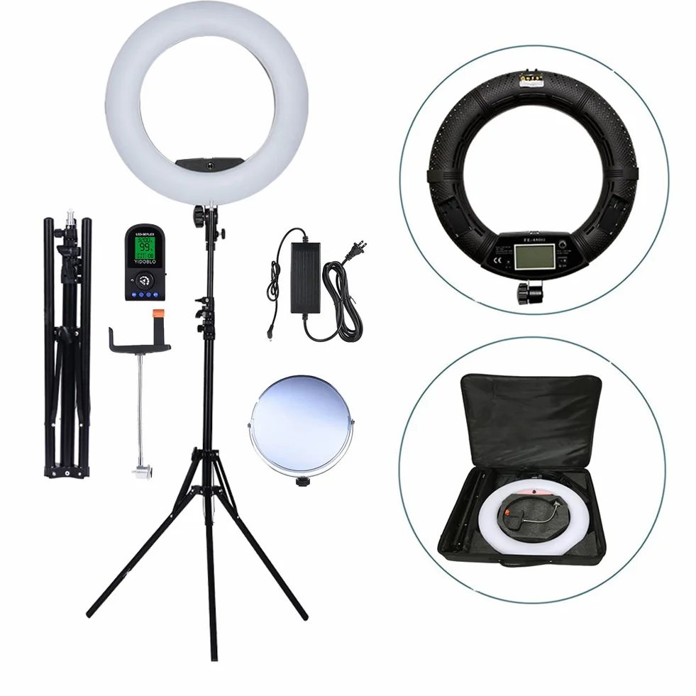 18 pollici Display digitale Telecomando dimmerabile 3200K-5500K Kit luce anello LED per fotocamera Smartphone Ritratto Selfie Youtube Foto Video Studio Fotografia