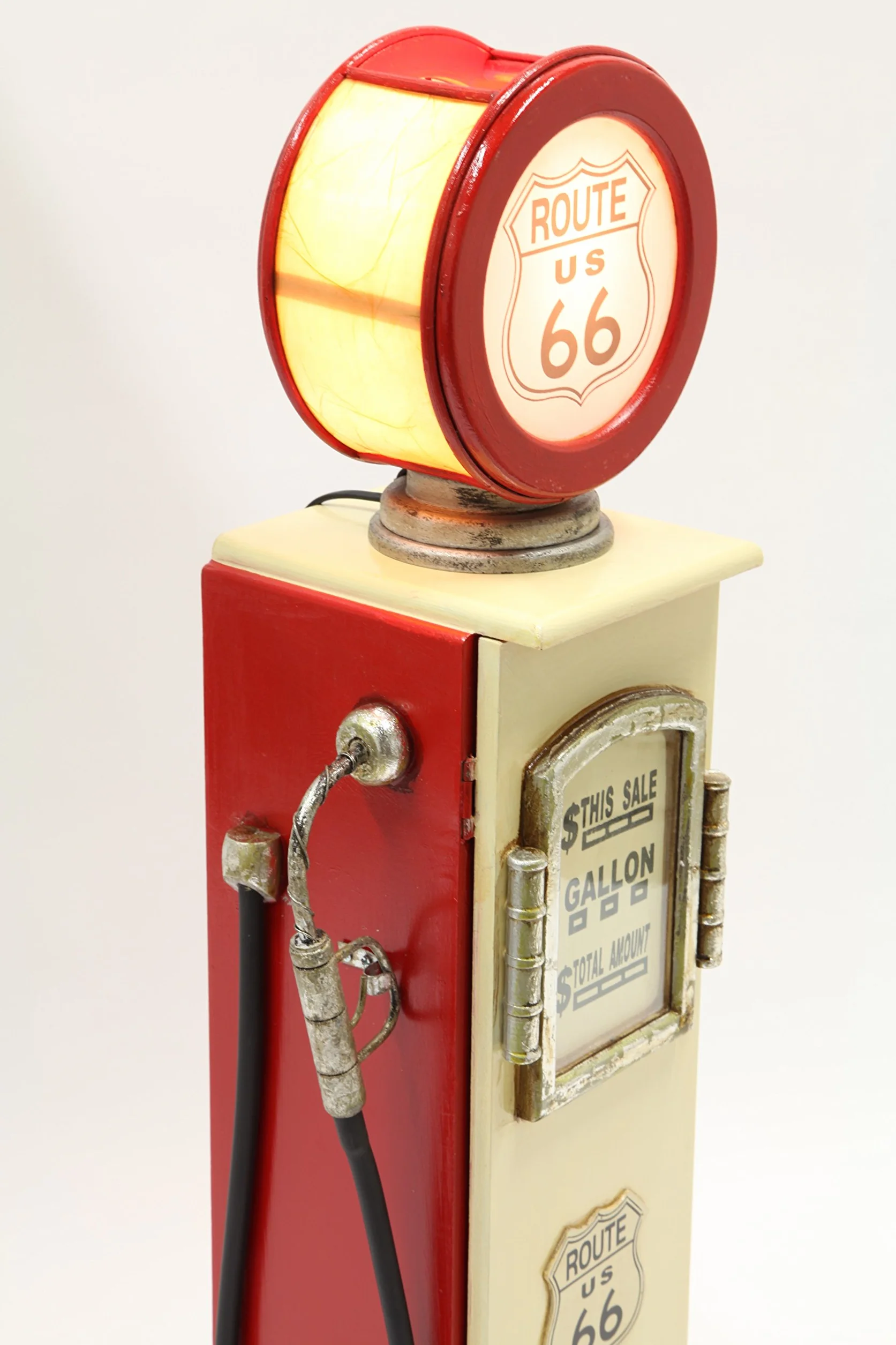 Mobiletto Porta CD, Aspetto retrò, a Forma di Pompa di Benzina, con Luce