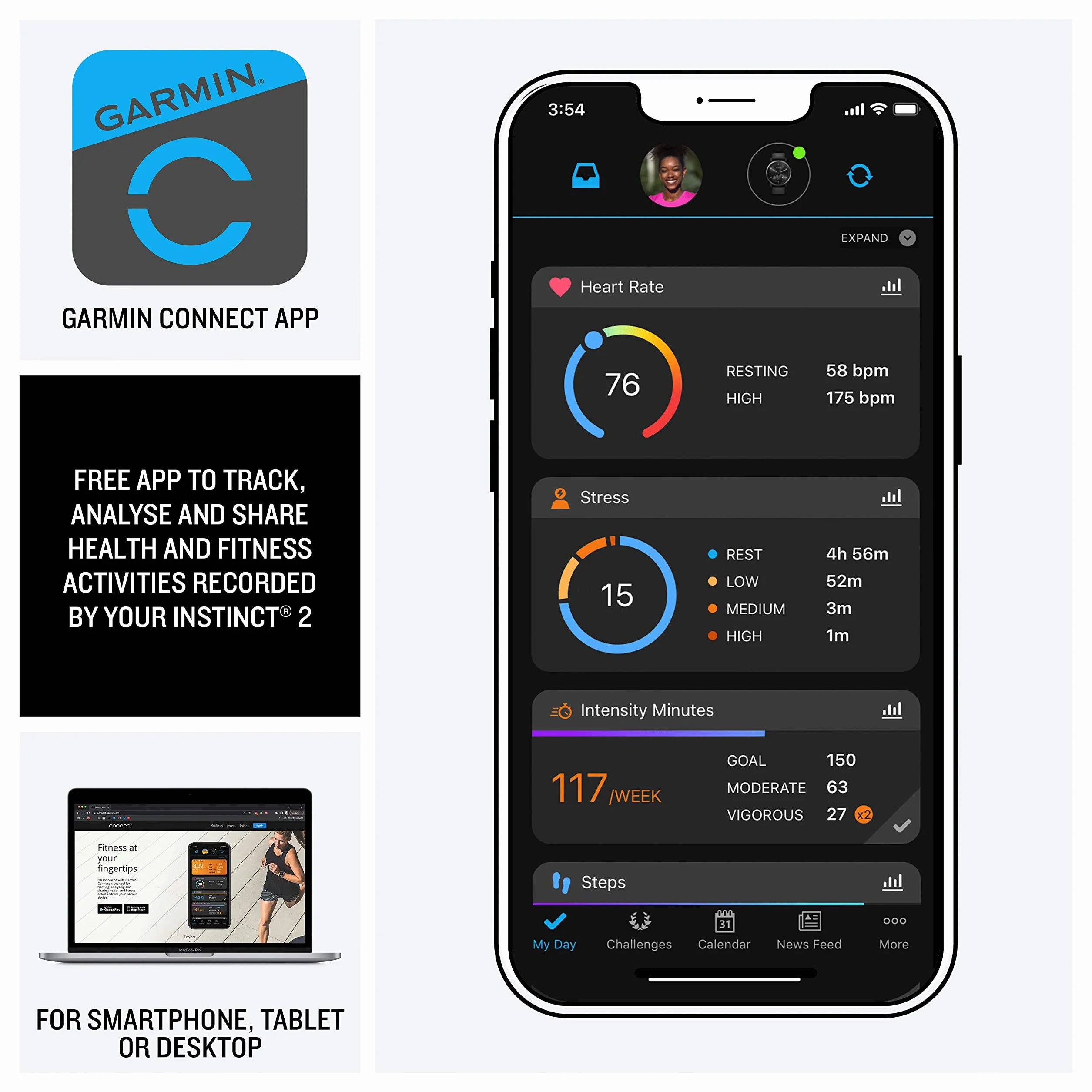 Garmin Instinct 2, Smartwatch, 45mm, Rugged design, Autonomia 28 giorni, +30 app multisport, GPS, Cardio, SpO2, Activity Tracker 24/7, Connect IQ (Electric Lime) (Ricondizionato)