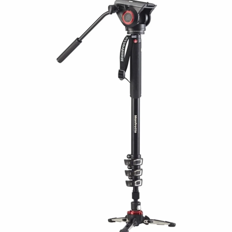 Manfrotto Monopiede Video XPRO+, Asta di Supporto per Foto e Videocamera, con Testa, 4 Sezioni, Alluminio, con Base Fluida, Accessori Fotografici per Creazione Contenuti, Video, Vlogging
