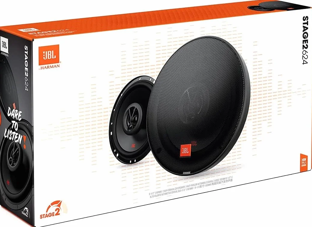 JBL Stage2 624 2-Vie impianto stereo Altoparlanti Auto Sistema di Harman Kardon - 240 Watt JBL Casse Auto, Nero, 16 cm