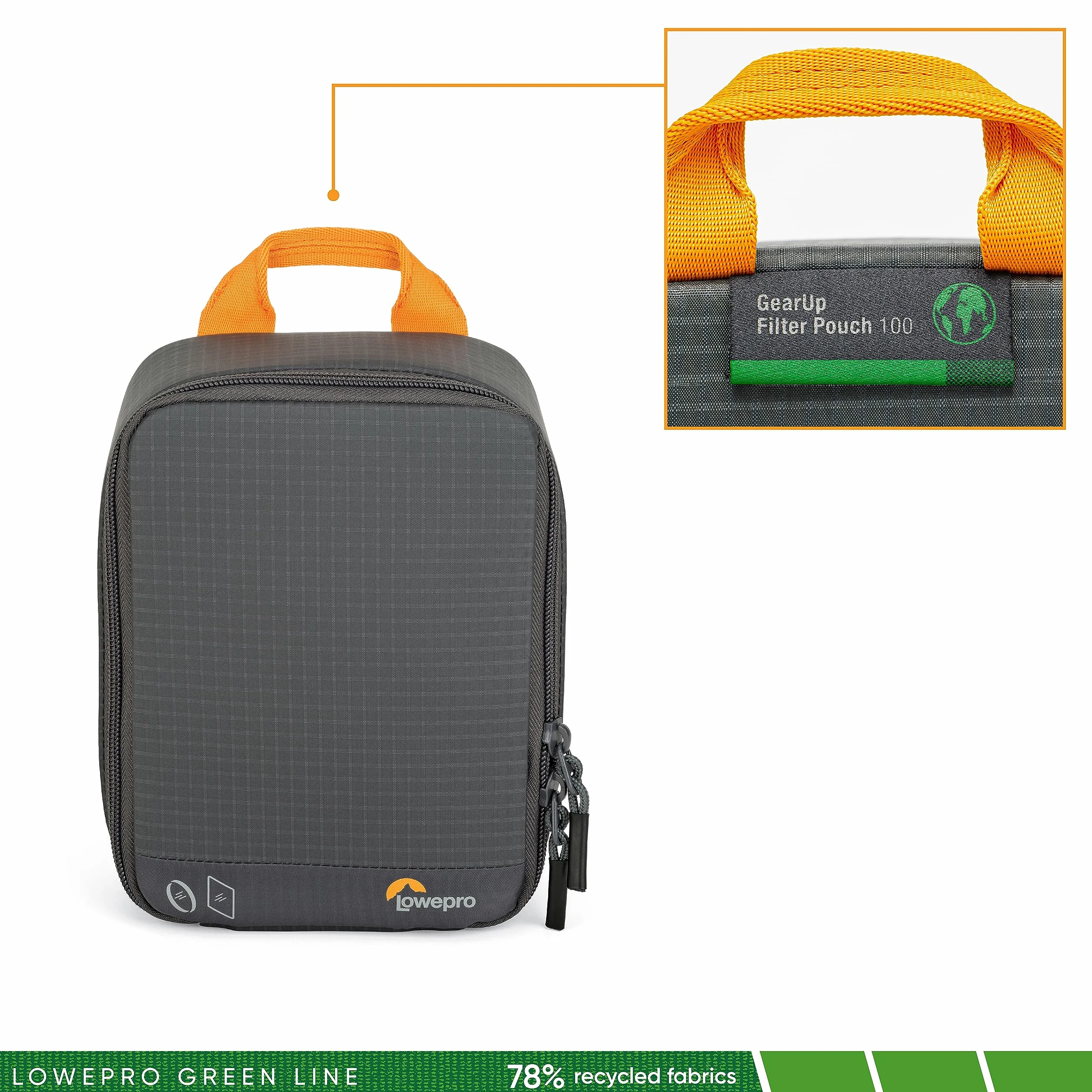 Lowepro GearUp Filter Pouch 100, Custodia per Filtri con Vani per 10 Filtri a Lastra, 2 Rotondi e Supporto, Custodia Antigraffio per Schede, Realizzata con Tessuti Riciclati, Grigia