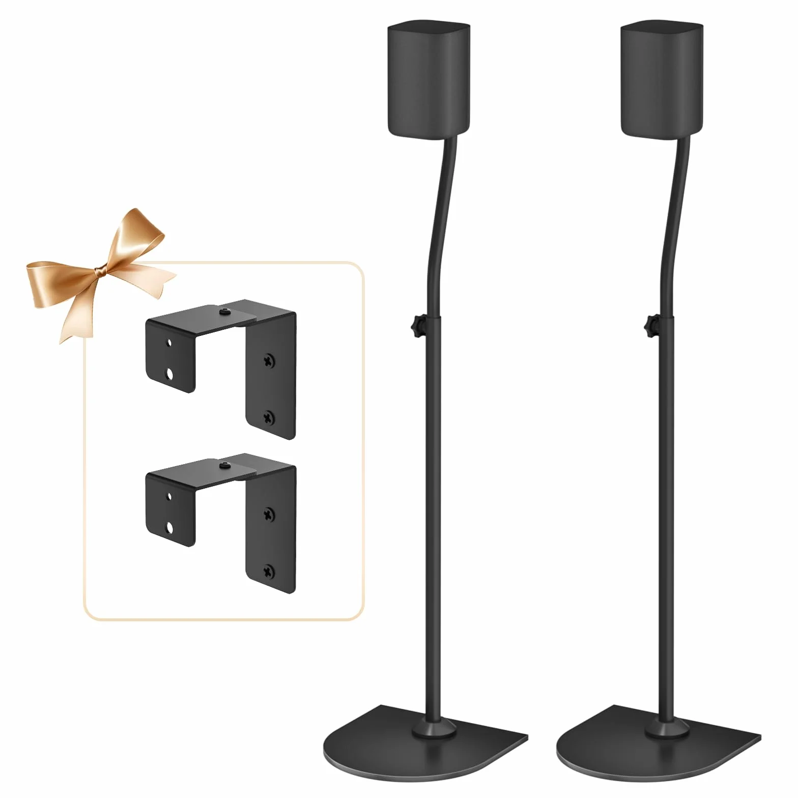 Coppia di Supporti per Altoparlanti Universali, regolabili in altezza da 84–106 cm, con Supporto da Parete per Samsung, Vizio, Bose, LG, Roku posteriori e surround