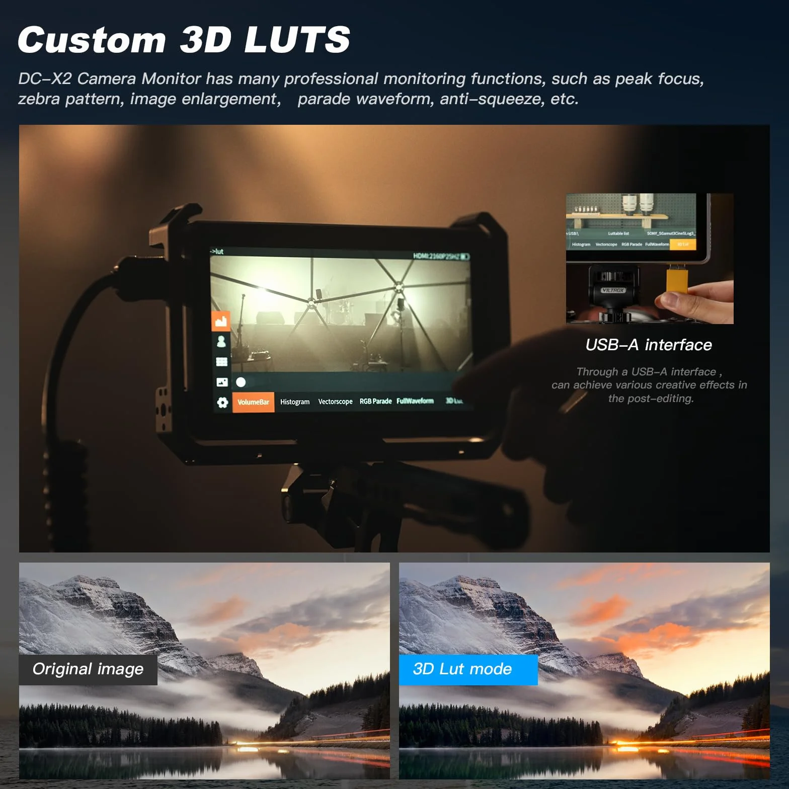 VILTROX DC-X2 6" Monitor Da Campo DCX2 per Dslr Monitor Esterno Touchscreen 4k 2000nits X2 Monitor 3D LUT 1920x1080 IPS Con Parasole Batteria 2200 MAh per Sony Canon Nikon