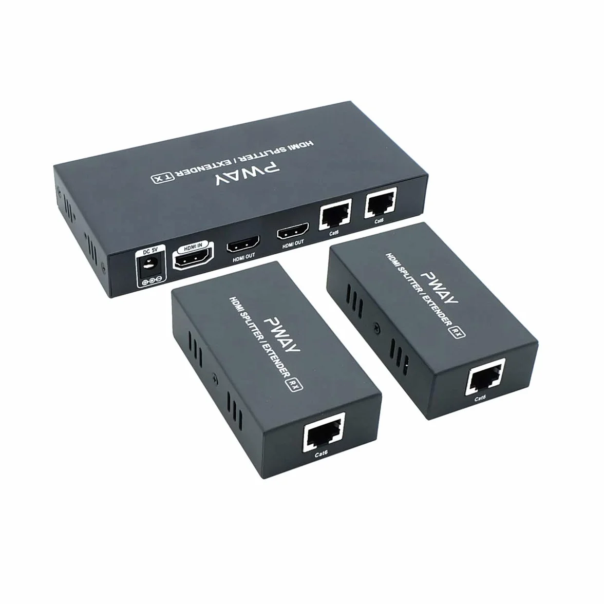 PW-HT226P2 HDMI Extender Splitter 2 Port 165ft Cat6 1080P@60Hz EDID Copy
