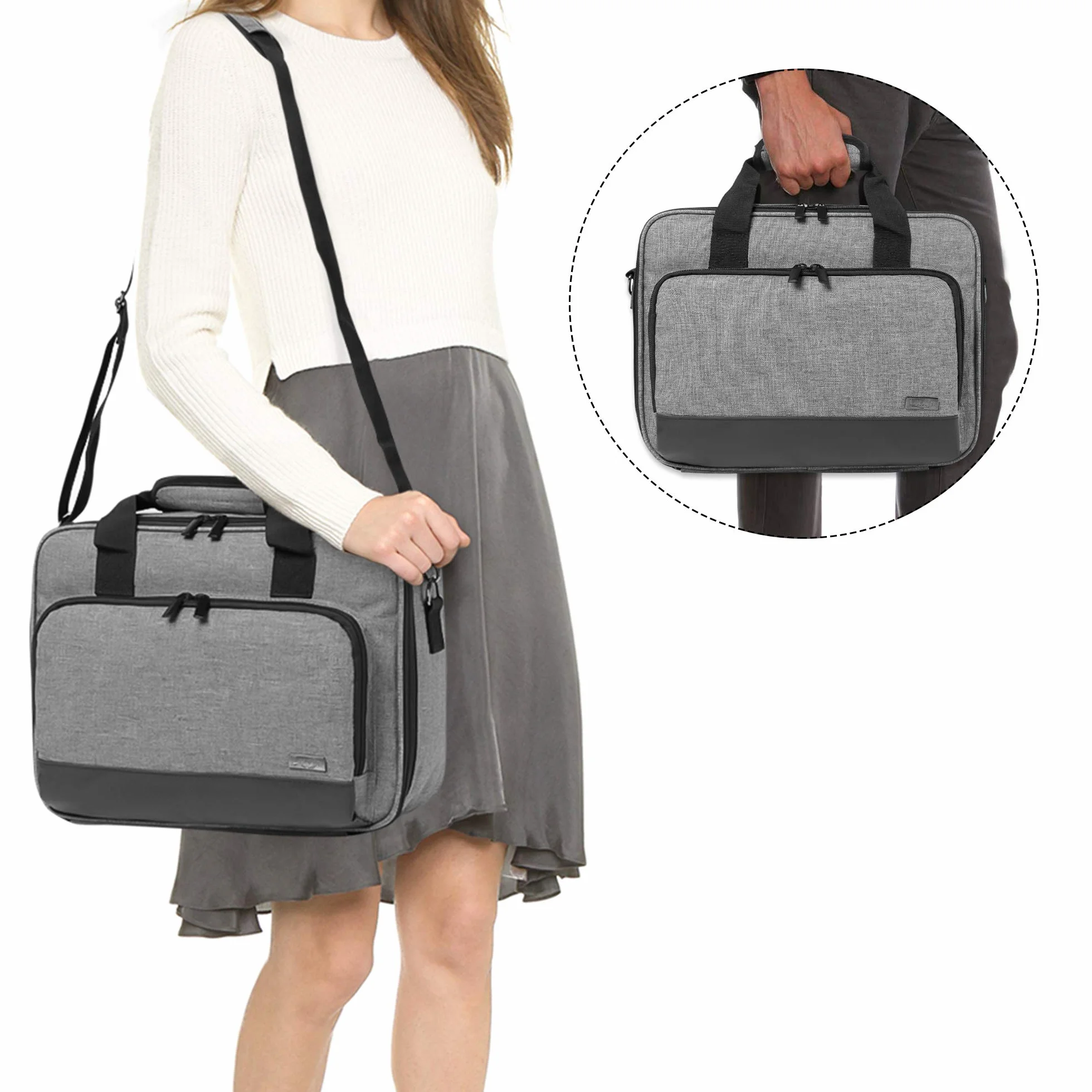 Luxja Borsa per Videoproiettore, Borsa per Proiettore e Accessori, 34,3 CM x 25,4 CM x 10,8 CM, Grigio