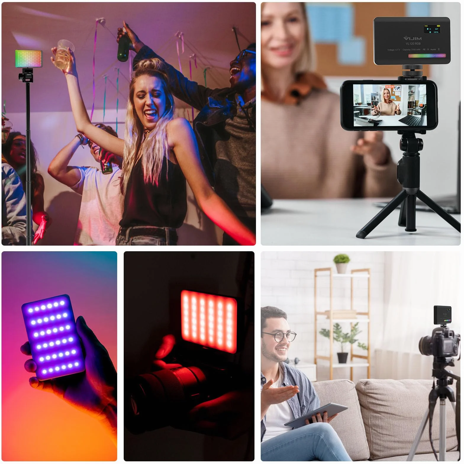 ULANZI VL120 Luce Video RGB, Luce Led Fotografia con Batteria da 3100mAh, Pannello Luce LED da Dimmerabile 2500K-9000K, CRI 95+ per Tiktok/Foto di Prodotti/videocamere DSLR, Fotografia