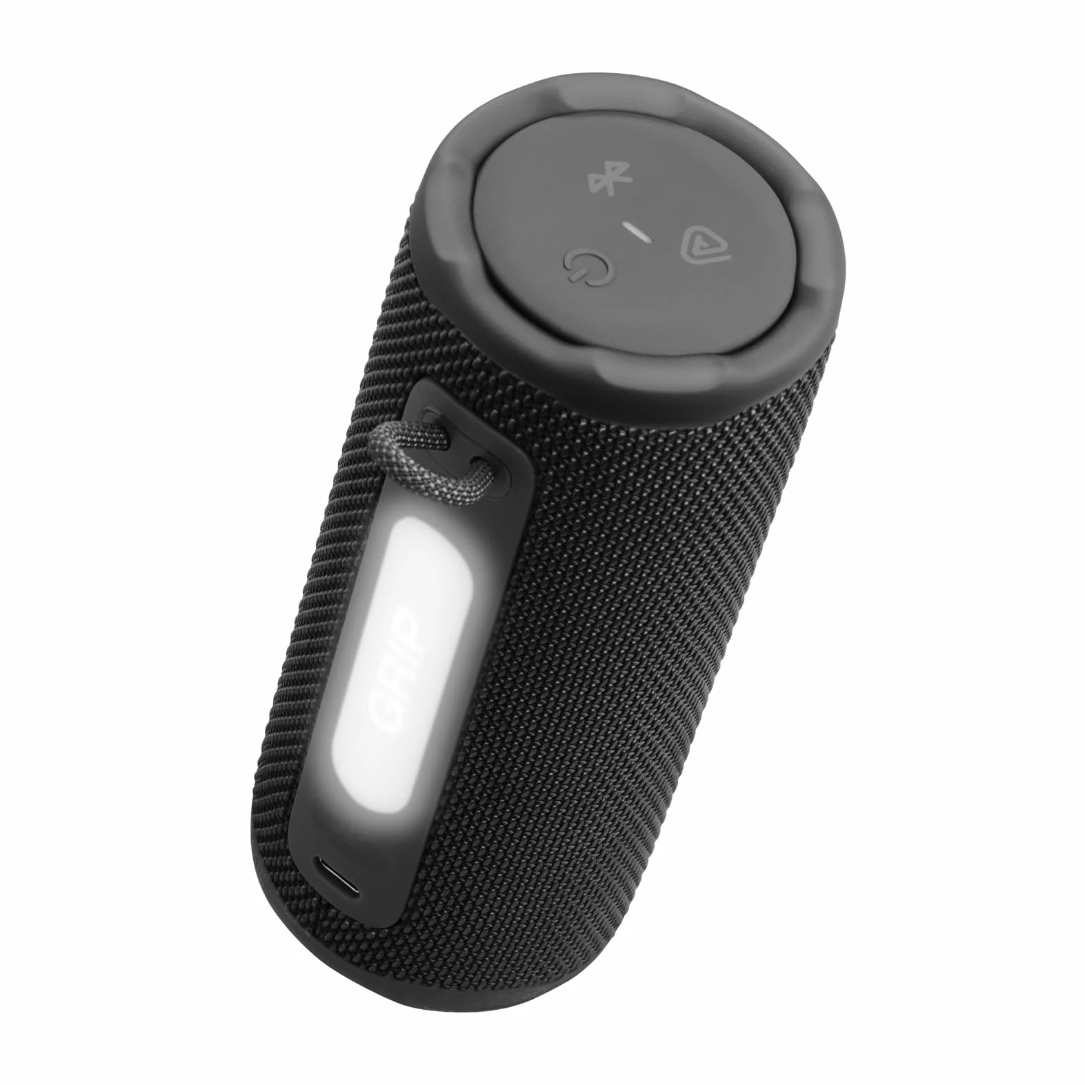 JBL Grip, Speaker Bluetooth Compatto, JBL Pro Sound con AI Sound Boost, IP68 Resistente ad Acqua e Polvere, Luce Ambientale, 14 Ore di Autonomia, Auracast Multi-Speaker, App JBL Portable, Nero
