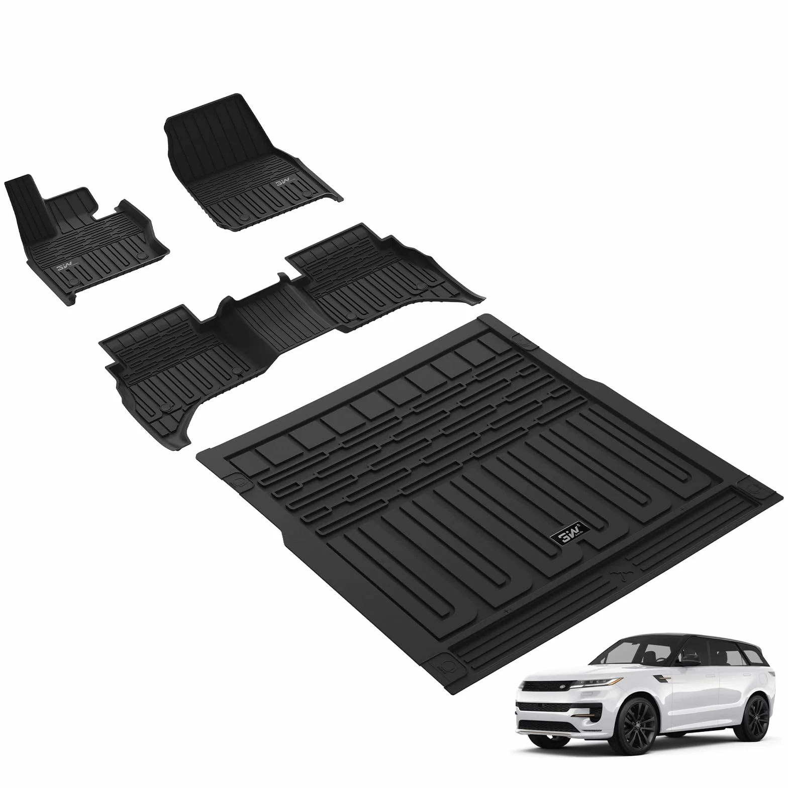 3W Set di Tappetini in TPE e Tappetini per il Bagagliaio per Range Rover Sport L461 2023-2025 2026, Tappeti per Auto Resistente e Tappeto Bagagliaio Antiscivolo per Range Rover
