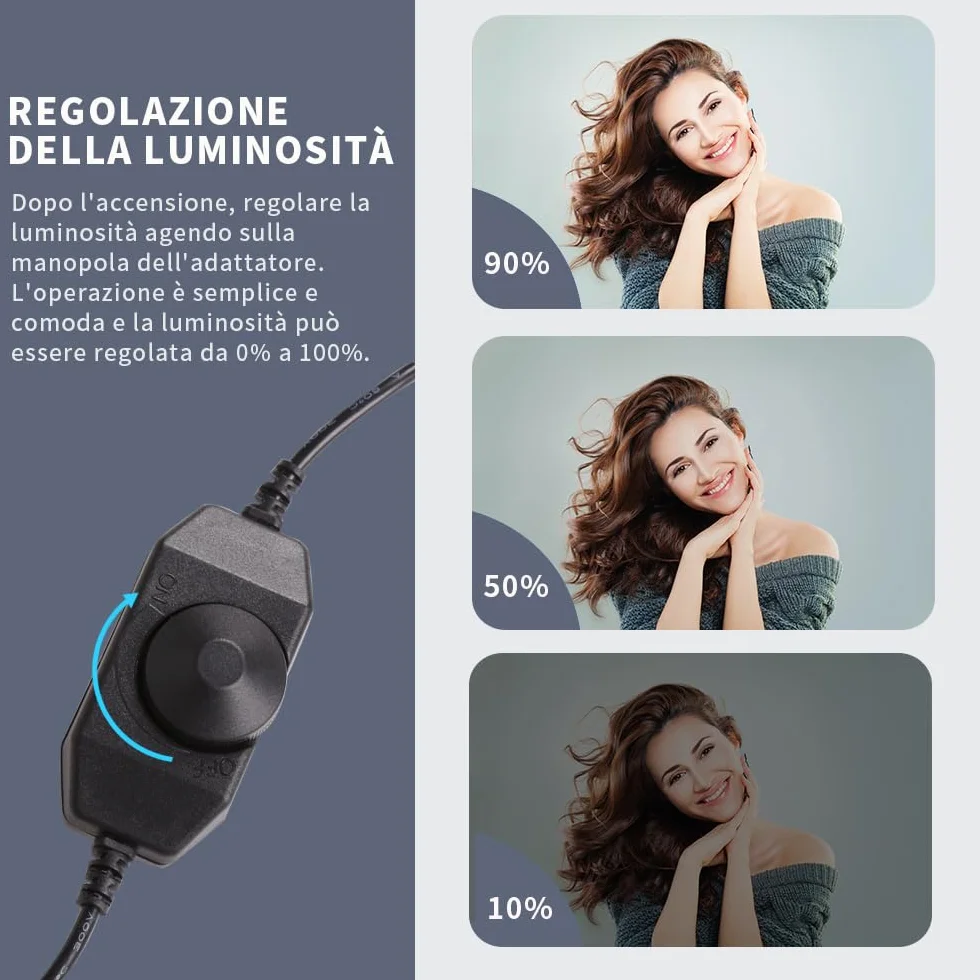 Kit di Illuminazione LED da Studio Fotografico con Supporto e Borsa Tubo Morbido per Bellezza, Sopracciglia, Tatuaggio, Trucco, Odontoiatria, Ciglia, Ritratto, Luce per Fotografia Di Prodotto