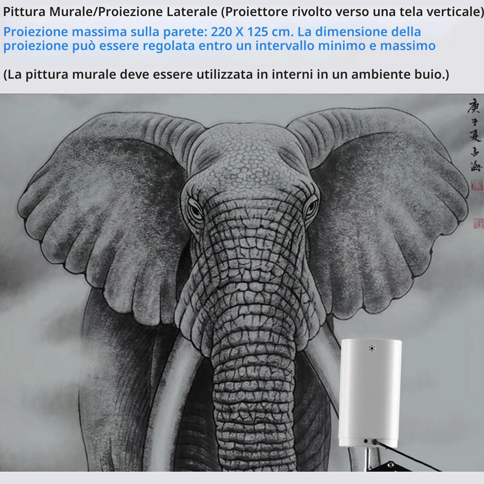 Proiettore artistico per tracciare e disegnare, schizzo intelligente con supporto di messa a fuoco regolabile e dimensioni dell'immagine per decorare torte, proiezione su tela da scrivania e parete