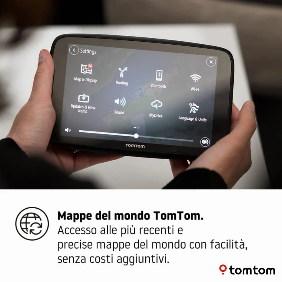 Navigatore satellitare per camper, caravan e roulotte GO Camper Max con schermo HD da 7", PDI per camper, caravan e roulotte, aggiornamenti Wi-Fi, TomTom Traffic, avvisi autovelox e mappe del mondo