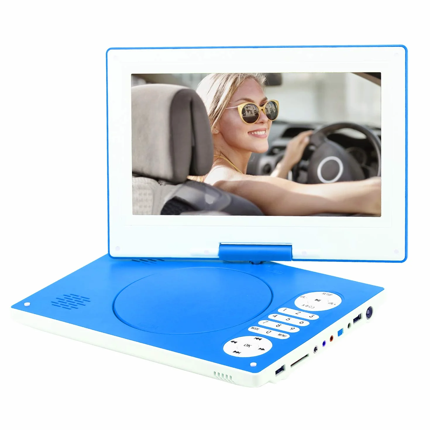 YOOHOO Lettore DVD portatile 12,5 pollici schermo girevole HD 270° batteria ricaricabile multi regione