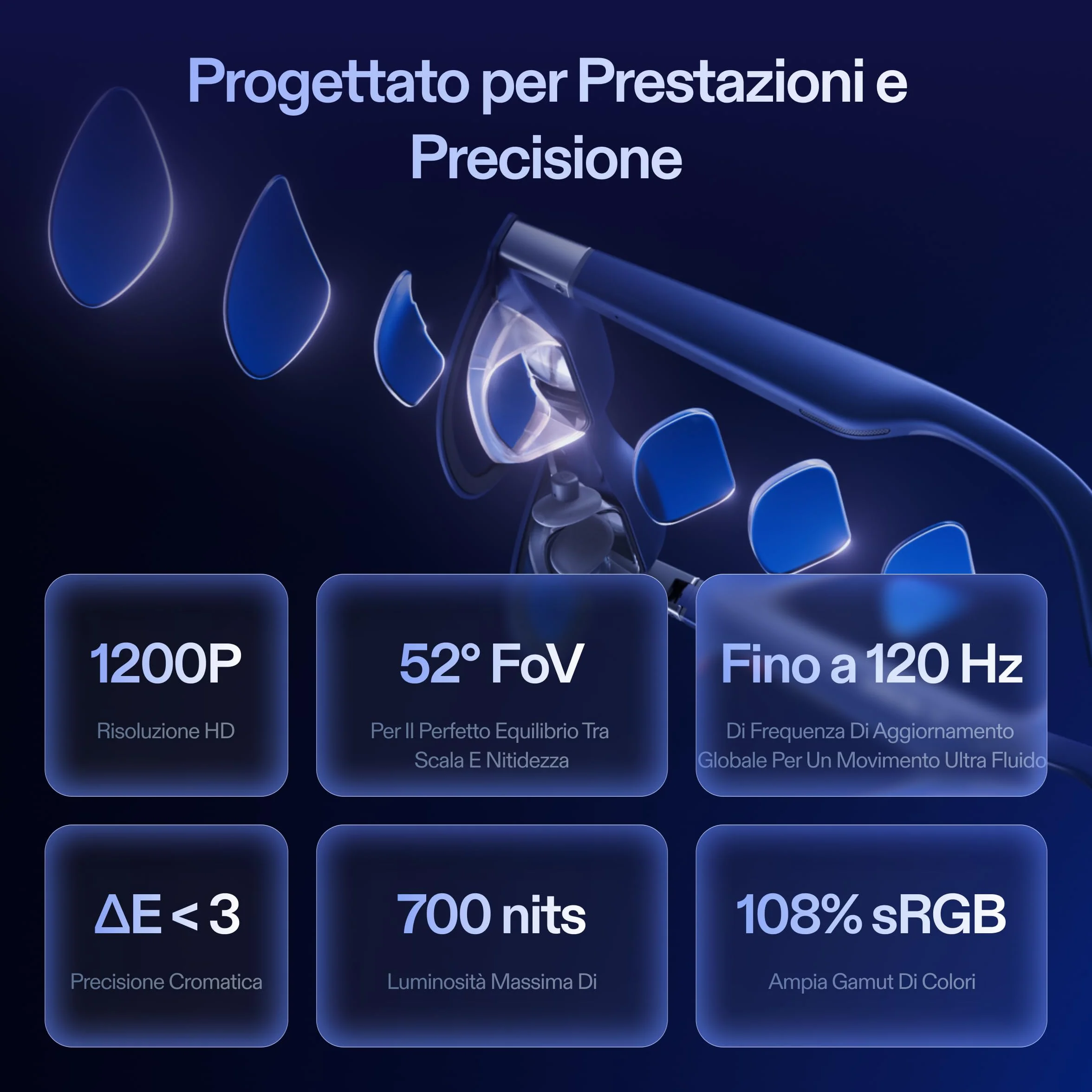XREAL 1S Occhiali AR, Schermo Virtuale da 500", Occhiali Intelligenti con FOV 52°, 3DoF Nativo, REAL 3D, Chip X1, Compatibili con Tutti i Dispositivi USB-C DP iPhone 17/16/15 Cobalt