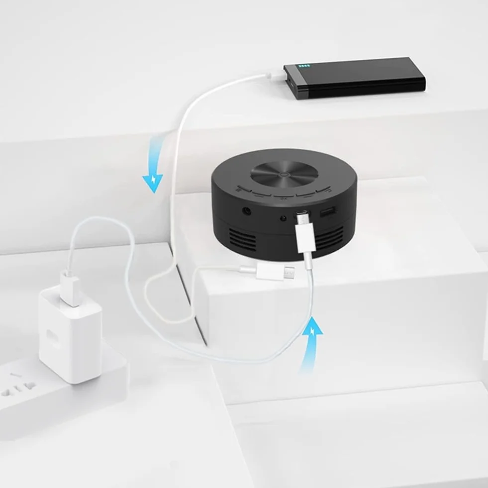 YT200 Proiettore Portatile per Smartphone – Mini Proiettore Compatto da 110mm con Ricarica da Banca di Alimentazione Mobile, Ingresso 5V 2A, per Uso Domestico e Viaggi, Nero