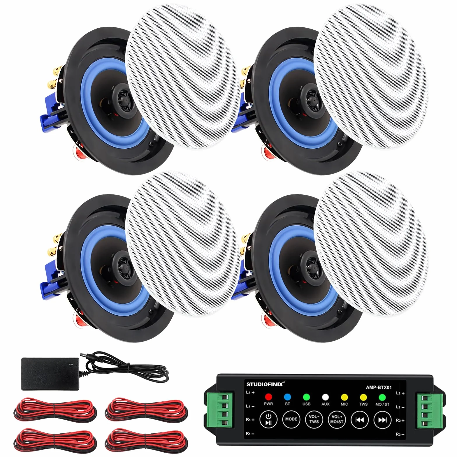 STUDIOFINIX zestaw głośników sufitowych Bluetooth 2-drożny 10 cm 320 W