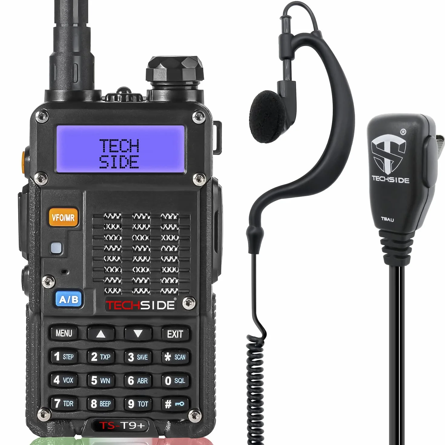 TECHSIDE MOD. POTENTE 8W | Tri-Power | Radio TS-T9+ Dual Band Vhf/Uhf | COMPATIBILE BAOFENG canali PREINSTALLATI MIDLAND G7 Pro G9 TI-F8+ PMR446 LPD SoftAir Vigilanza