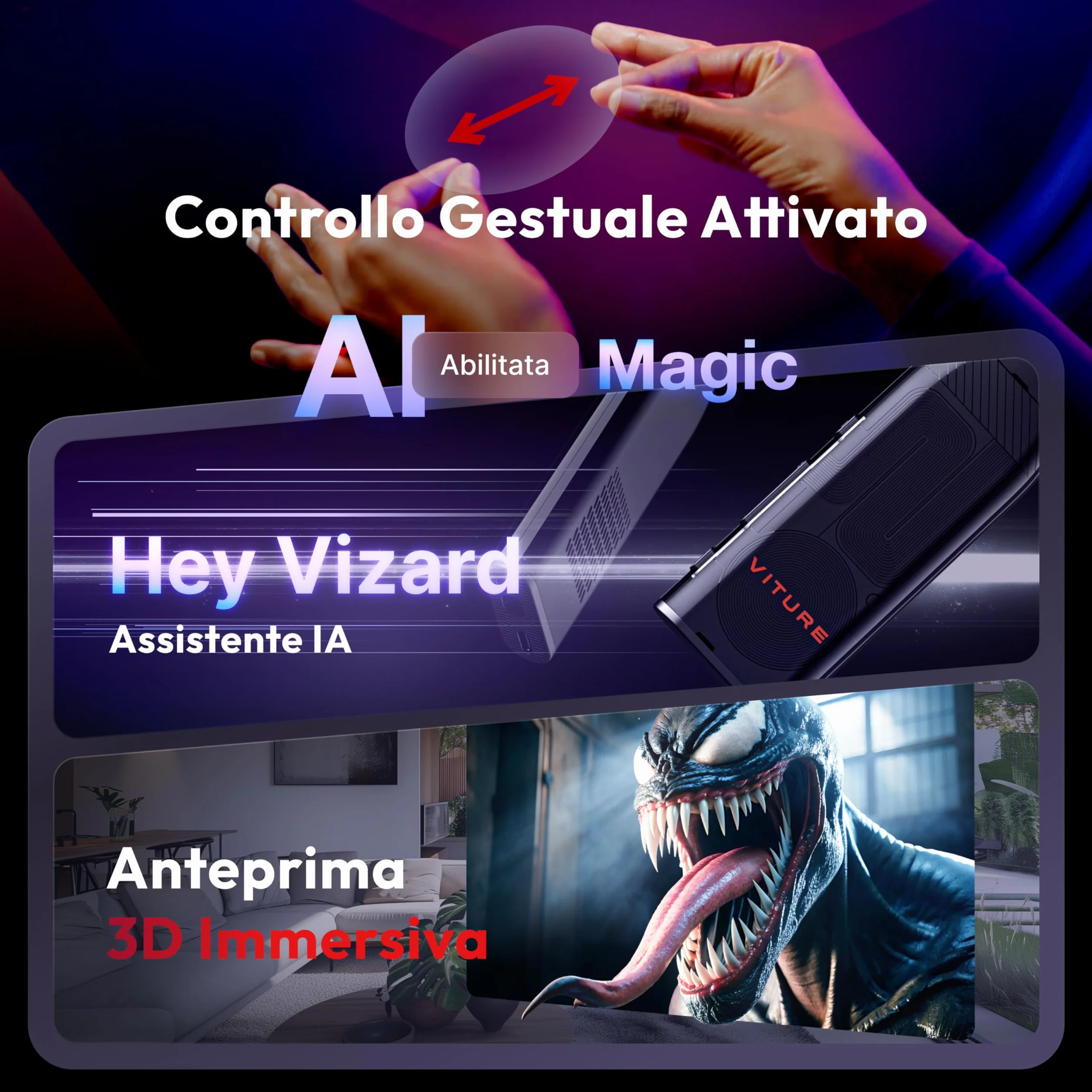 VITURE Pro Neckband,partner ufficiale di PSPlay, Multi-screen/3DoF/Smooth Follow/Ambient Mode, 3D Player, AI Assistant, libertà quasi wireless per il gioco e lo streaming,12GB+256GB