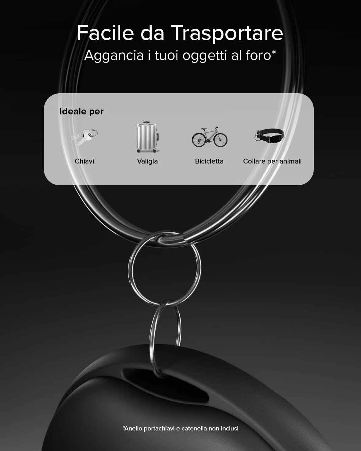 SBS Track My Dot Kit 4 Smart Tag Localizzatori Compatibili Apple Find My Google Find Hub Nero