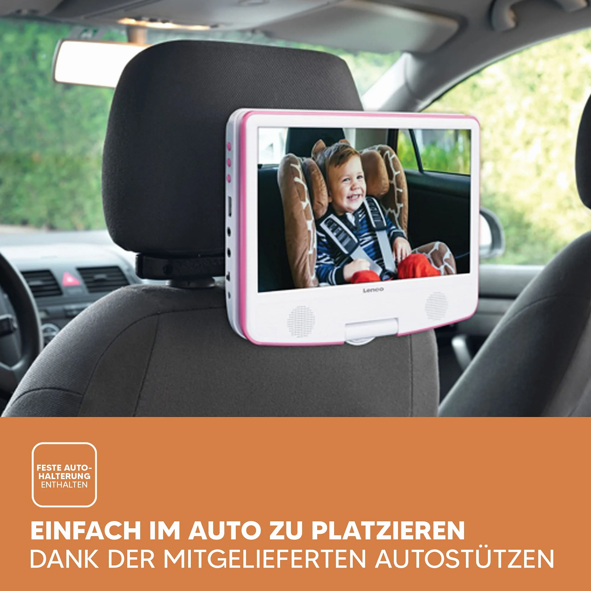 Lenco DVP-910 Portable DVD player Convertibile Nero, Rosa 22,9 cm (9")