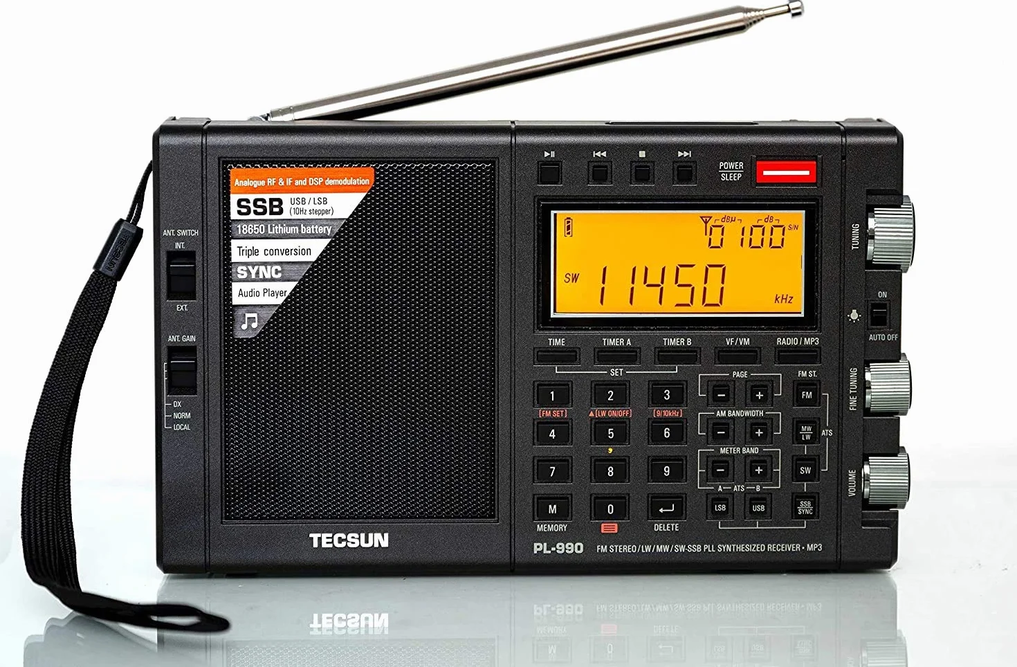 TECSUN PL-990X ricevitore professionale AM FM onde corte portatile DIGITALE SSB