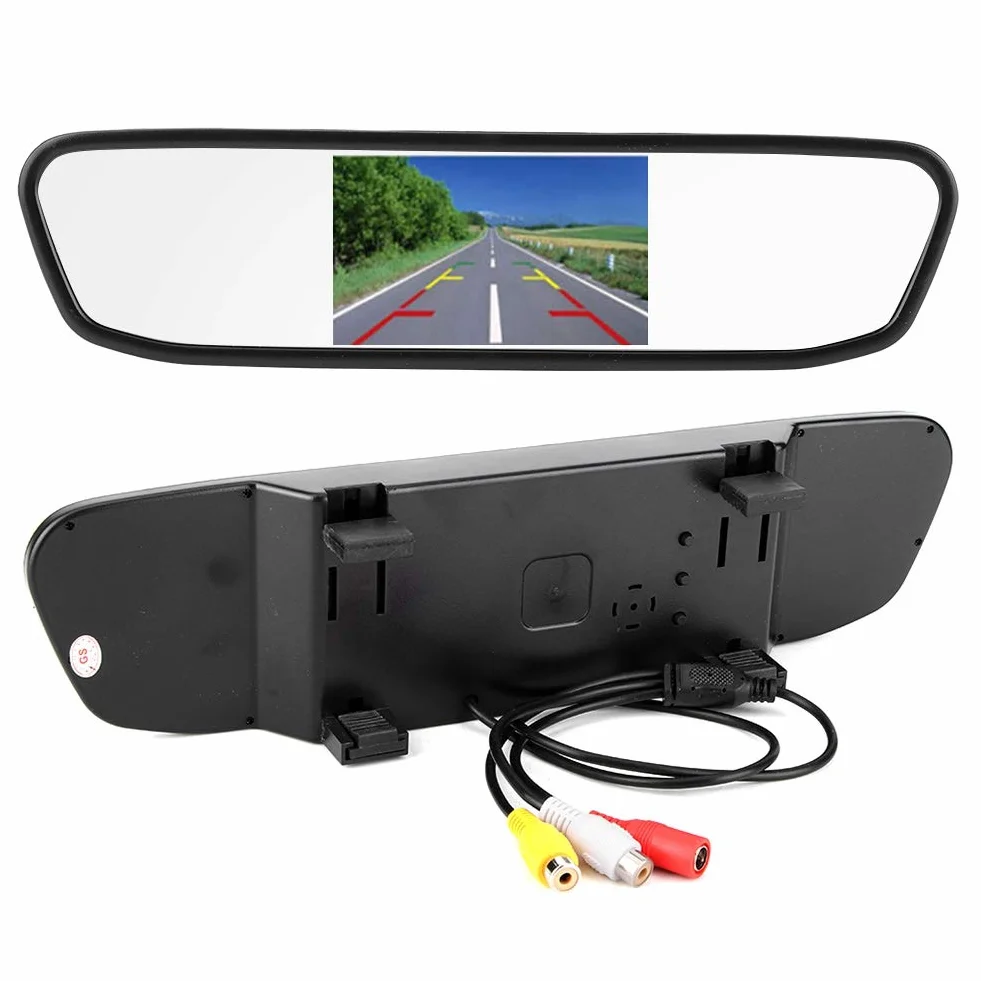 Kit monitor specchietto retrovisore per auto 4.3in HD Mirror Dash Cam Telecamera di backup impermeabile 8LED Telecamera per specchietto retrovisore Monitor per visione notturna
