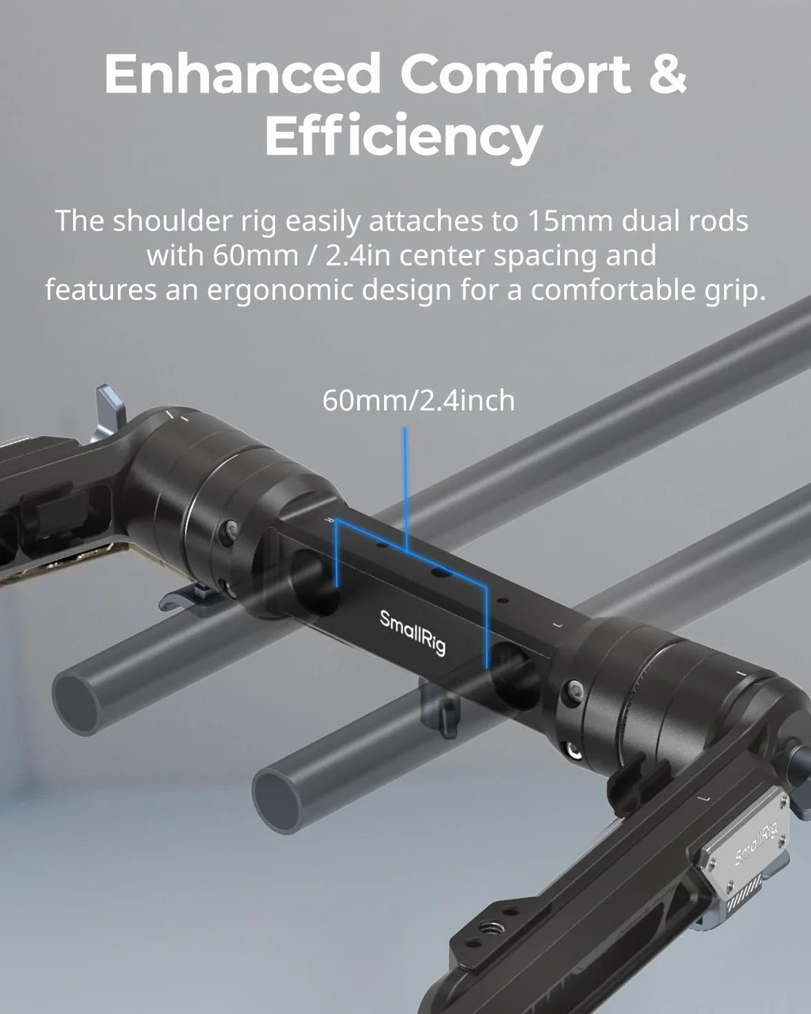 SMALLRIG Supporto a spalla con doppia impugnatura per aste LWS da 15 mm, rotazione One-Touch, supporto a spalla per fotocamera - 5205