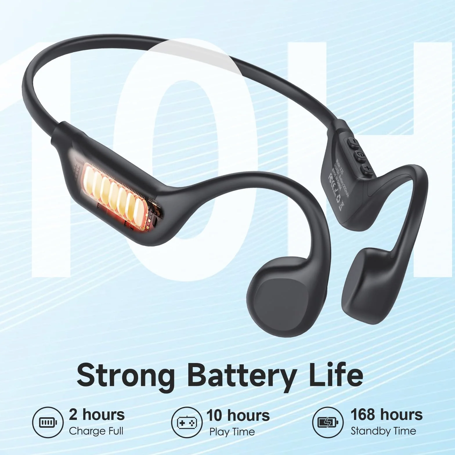 IFECCO Cuffie Conduzione Ossea, Auricolari Conduzione Ossea Bluetooth 5.4 con Microfono, IPX5 Impermeabili Auricolari Sportive, Open-ear Cuffie per Ciclismo Corsa Fitness
