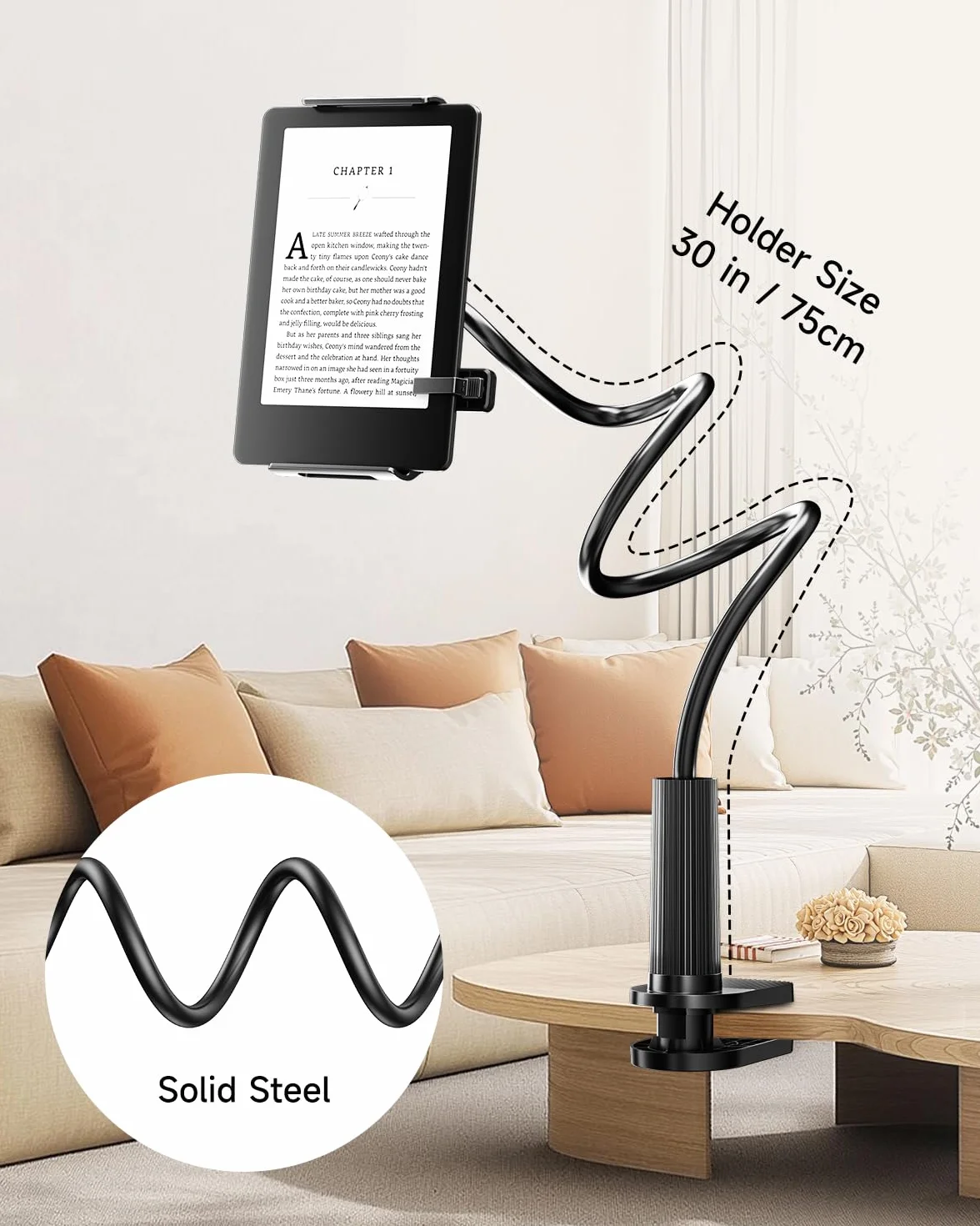 Supporto per Kindle con Telecomando per Girare Pagine, per Lettura Letto Scrivania, Nero
