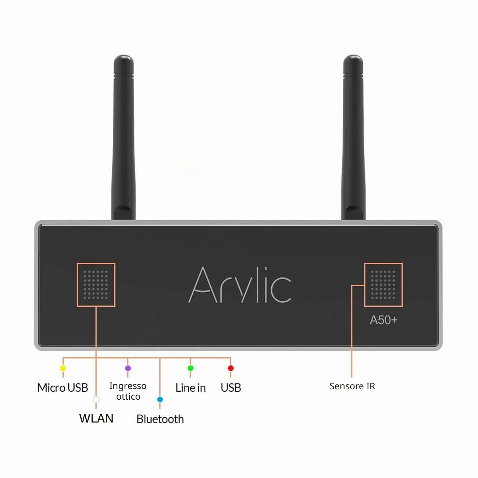 Arylic Up2stream A50+ Amplificatore WiFi Bluetooth Airplay Subwoofer TPA3116 HiFi Multiroom Wireless Stereo