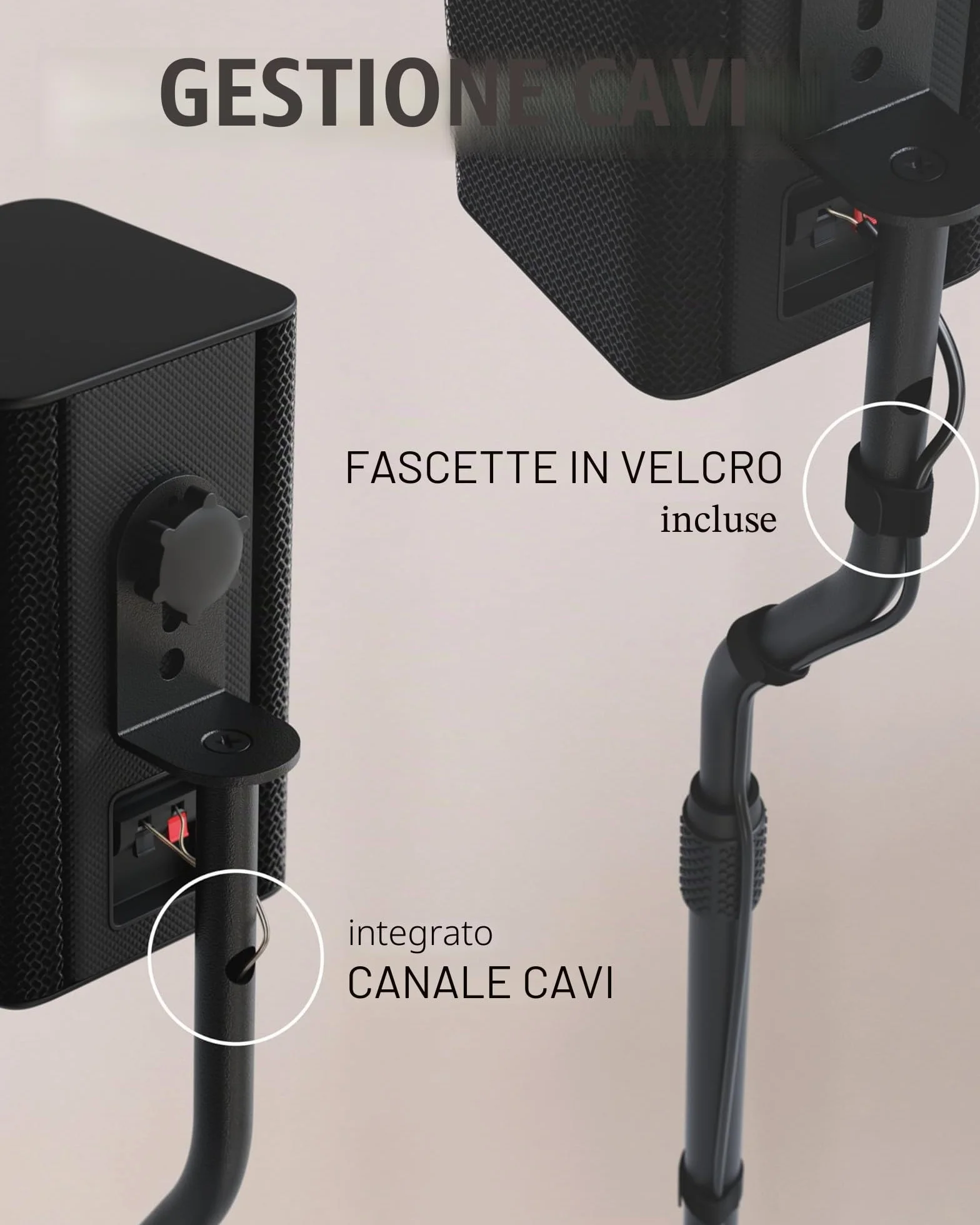 Sanus Supporto per altoparlante regolabile in altezza, si estende da 71,1 cm a 96,5 cm, contiene altoparlanti satellitari e piccoli da scaffale (ad esempio Bose, Harmon Kardon, Polk, JBL, KEF, Nero