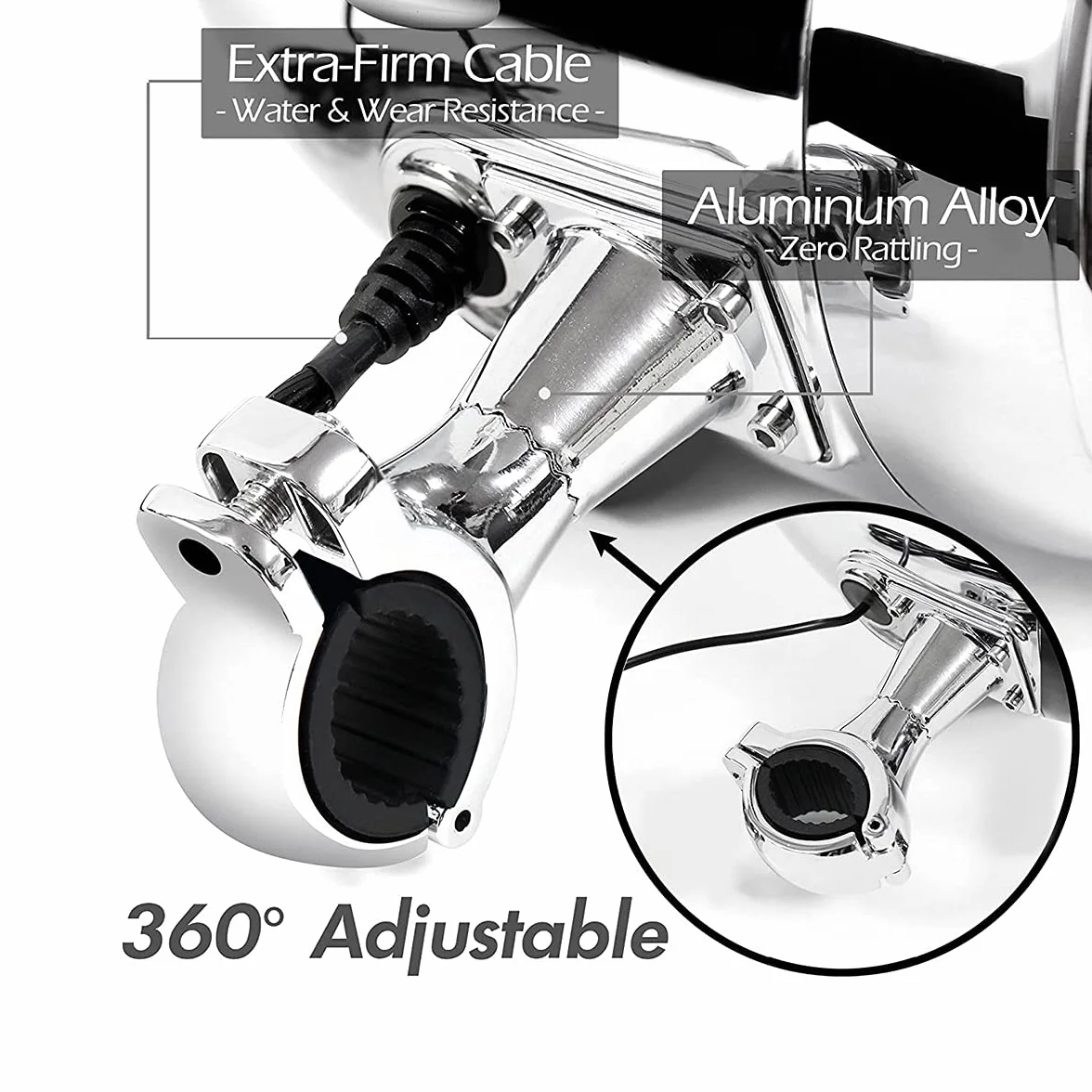 600W Amplificatore integrato 4.5" Bluetooth impermeabile Altoparlanti stereo per moto Sistema radio audio per moto con USB AUX MP3, adatto per l'installazione sul manubrio da 1 a 1.25" (Chrome)