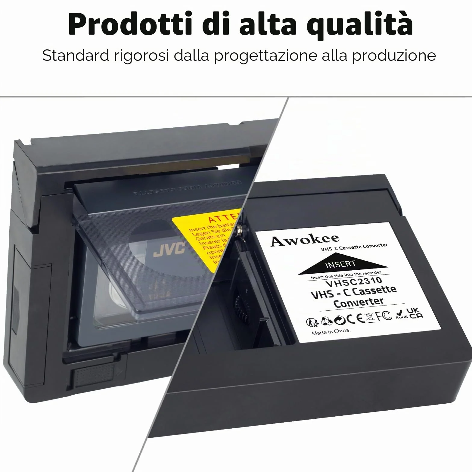 Adattatore per Cassette VHS-C Compatibile con videocamere VHS-C SVHS JVC RCA Panasonic convertitore di Cassette VHS motorizzato (Non Compatibile con 8mm / MiniDV / Hi8)
